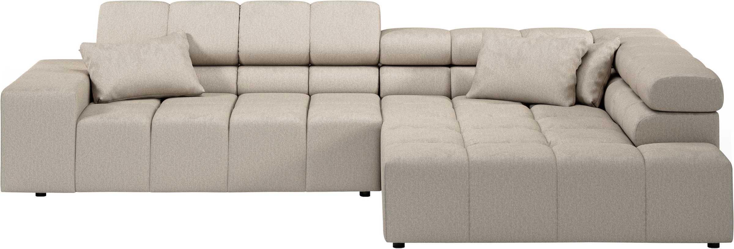 INOSIGN Ecksofa »Ancona incl. Kopfteilverstellung, Zierkissen Breite 319cm, L-Form«, wahlweise motorische Sitztiefenverstellung, auch in Cord + Easy Care