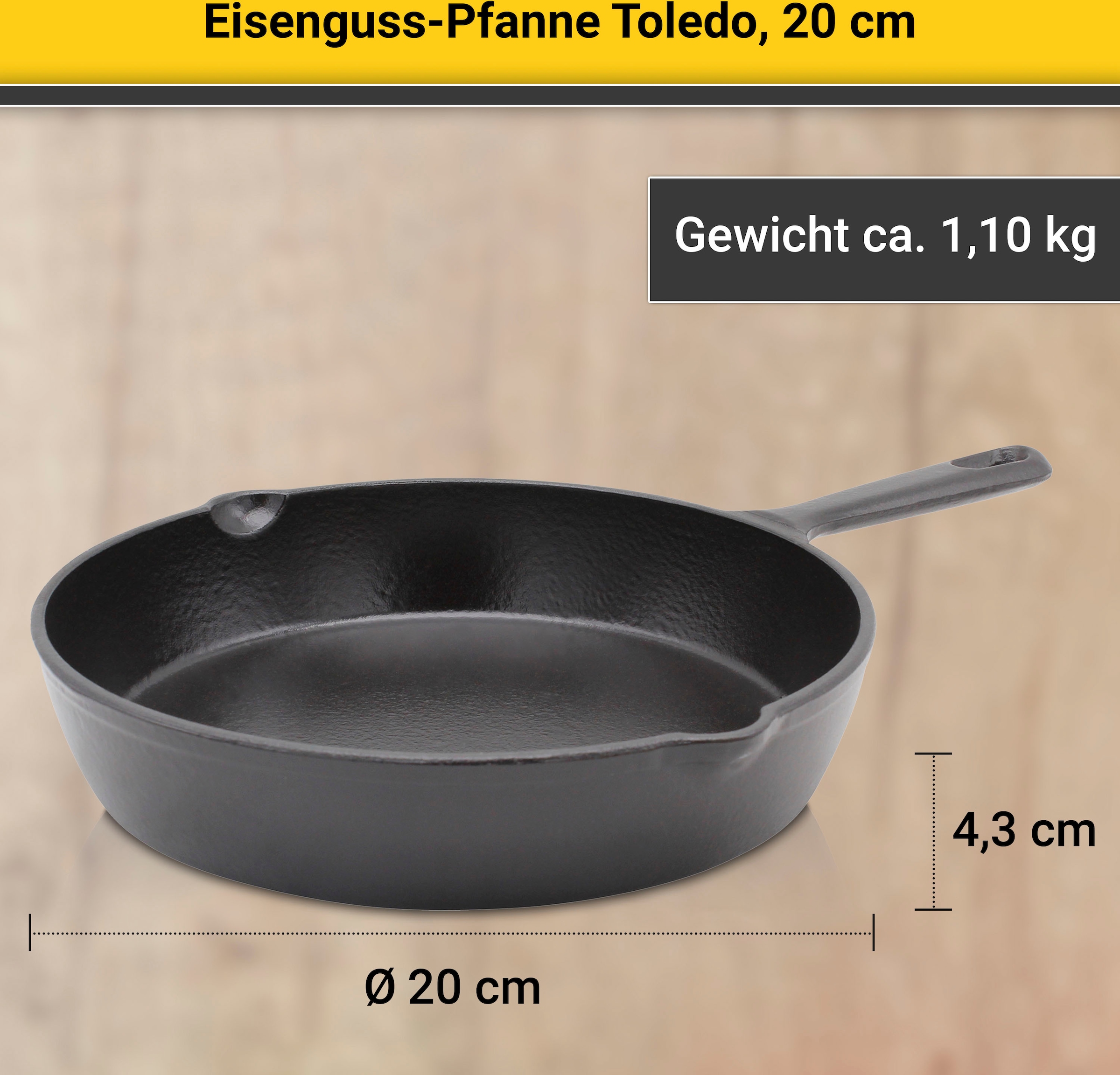 Krüger Bratpfanne »Einsenguss Pfanne TOLEDO«, Gusseisen, (1 tlg.), für Induktions-Kochfelder geeignet