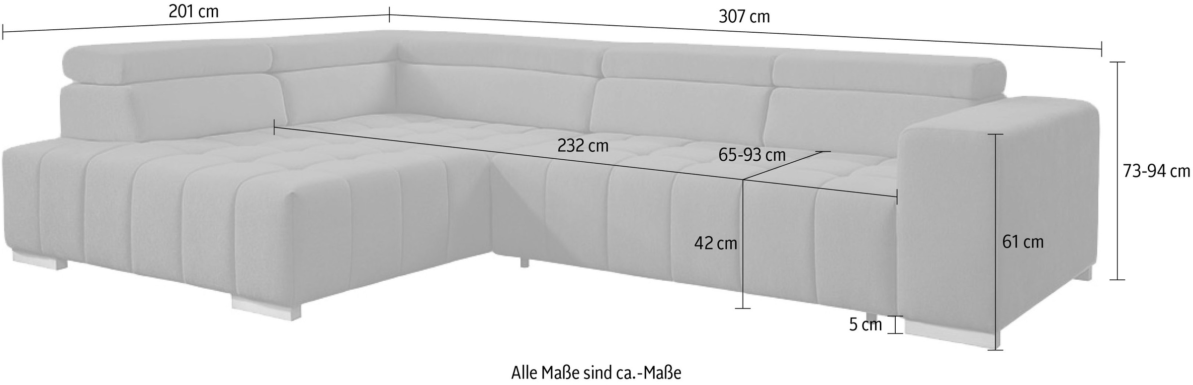 exxpo - sofa fashion Ecksofa »Elianos, hoher Sitzkomfort, aufwendige Kreuzsteppung im Sitz, L-Form«