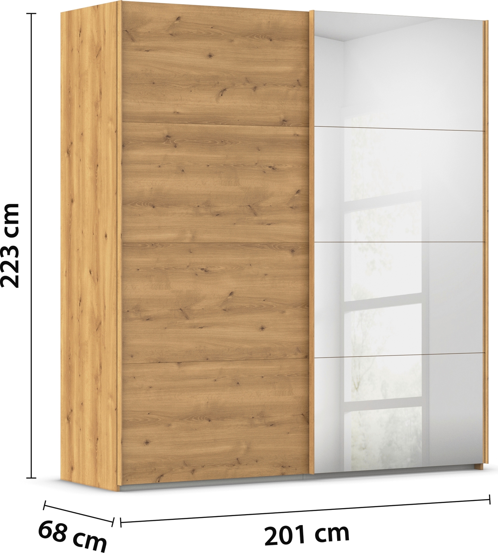 rauch Schwebetürenschrank »Kleiderschrank Schrank Garderobe Schlafzimmerschrank EVELYN«, in elegantem Stil mit Spiegel 5 Breiten viel Stauraum MADE IN GERMANY