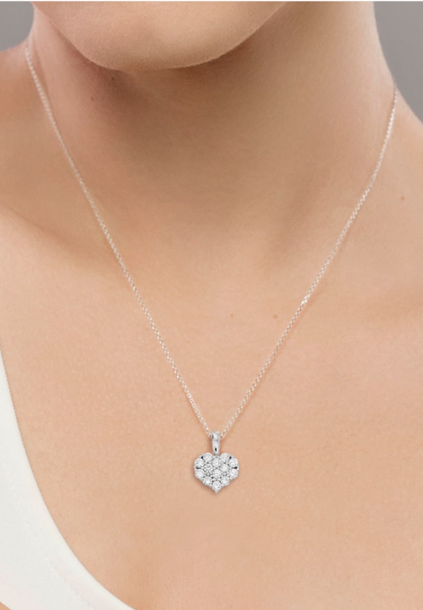ONE ELEMENT Kettenanhänger »0.18 ct Diamant Brillant Herz Anhänger aus 585 Weißgold«