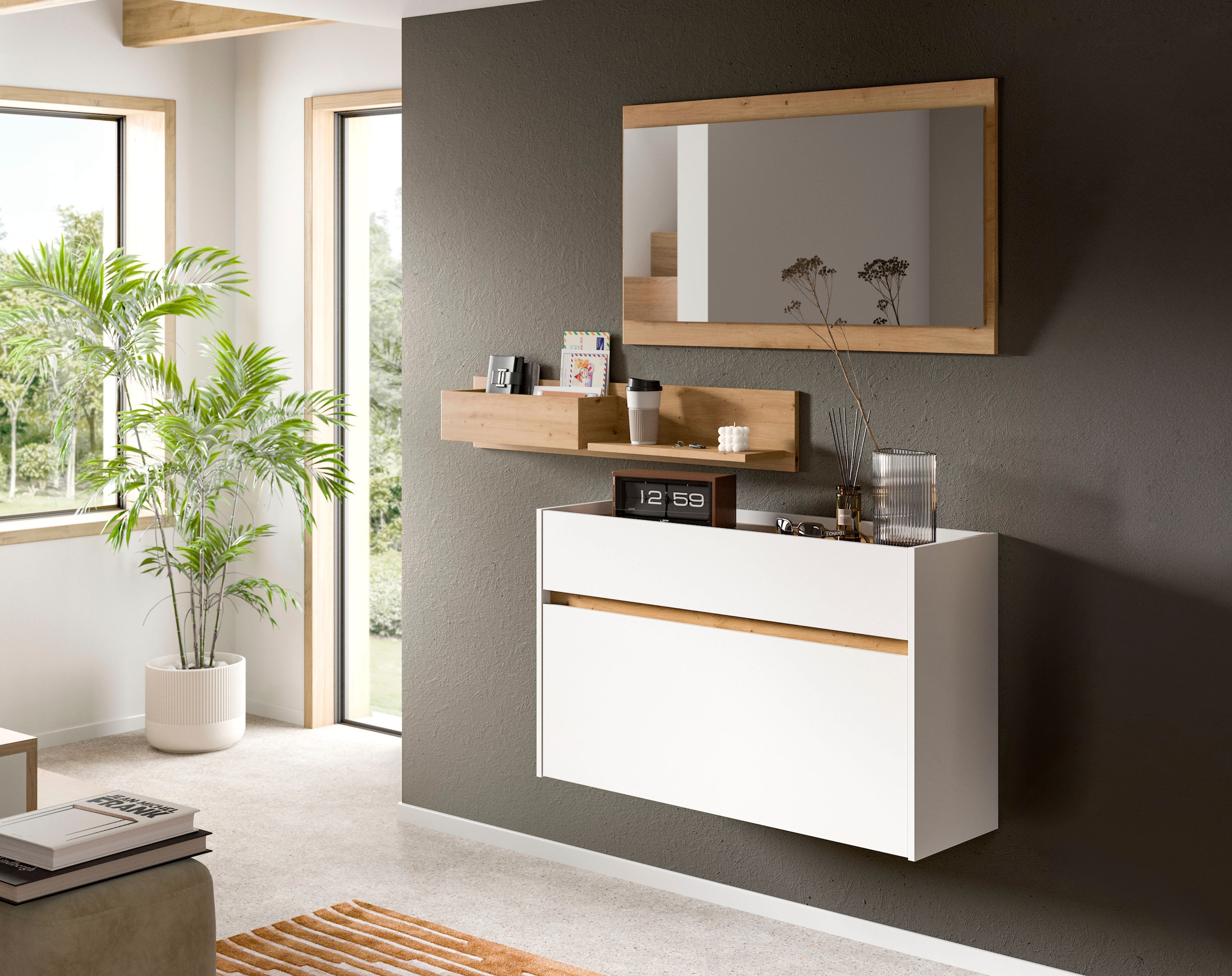 INOSIGN Schuhschrank »EVRID, Breite 110cm, hängend, 1 Schubkasten, 1 Schuhwalze« individuell mit anderen Artikel der Serie EVRID erweiterbar, 1 Stk. tlg. Schuhkommode, Kommode, Sideboard, Garderobenschrank, Flurkommode