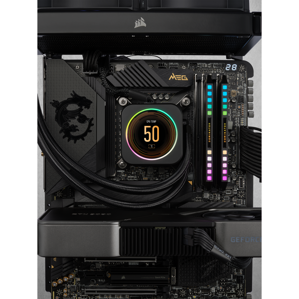 Corsair Arbeitsspeicher »Dominator Platinum RGB DDR5 6200MHz DIMM 32GB (2x16GB)«, RGB Beleuchtung ICUE