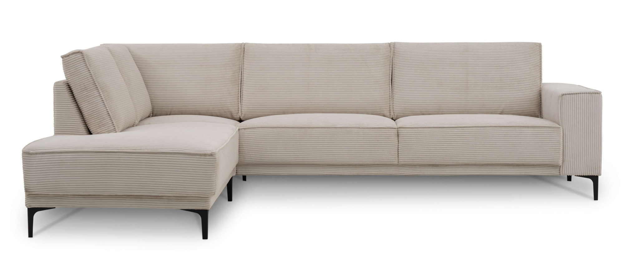 Places of Style Ecksofa »Polsterecke Oland, Struktur, Flachgewebe, Luxus-Microfaser, Boucle«, L-Form, 289 cm, Wellenunterfederung, Skandi-Design, Metallfüße