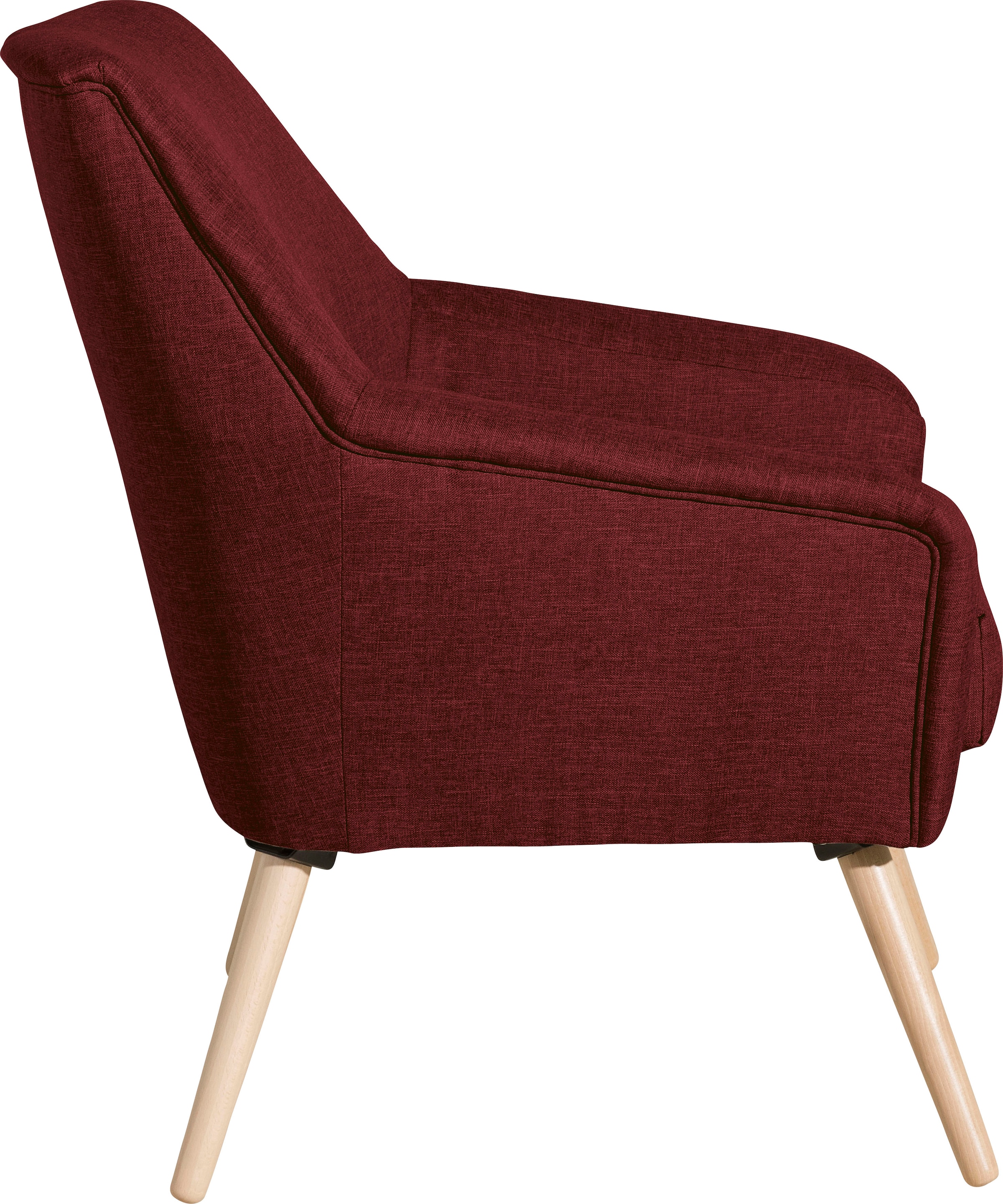 Max Winzer® Cocktailsessel »Alan, Loungesessel mit hohem Sitzkomfort, moderne Formensprache«, im Retrolook, Füße in Buche natur