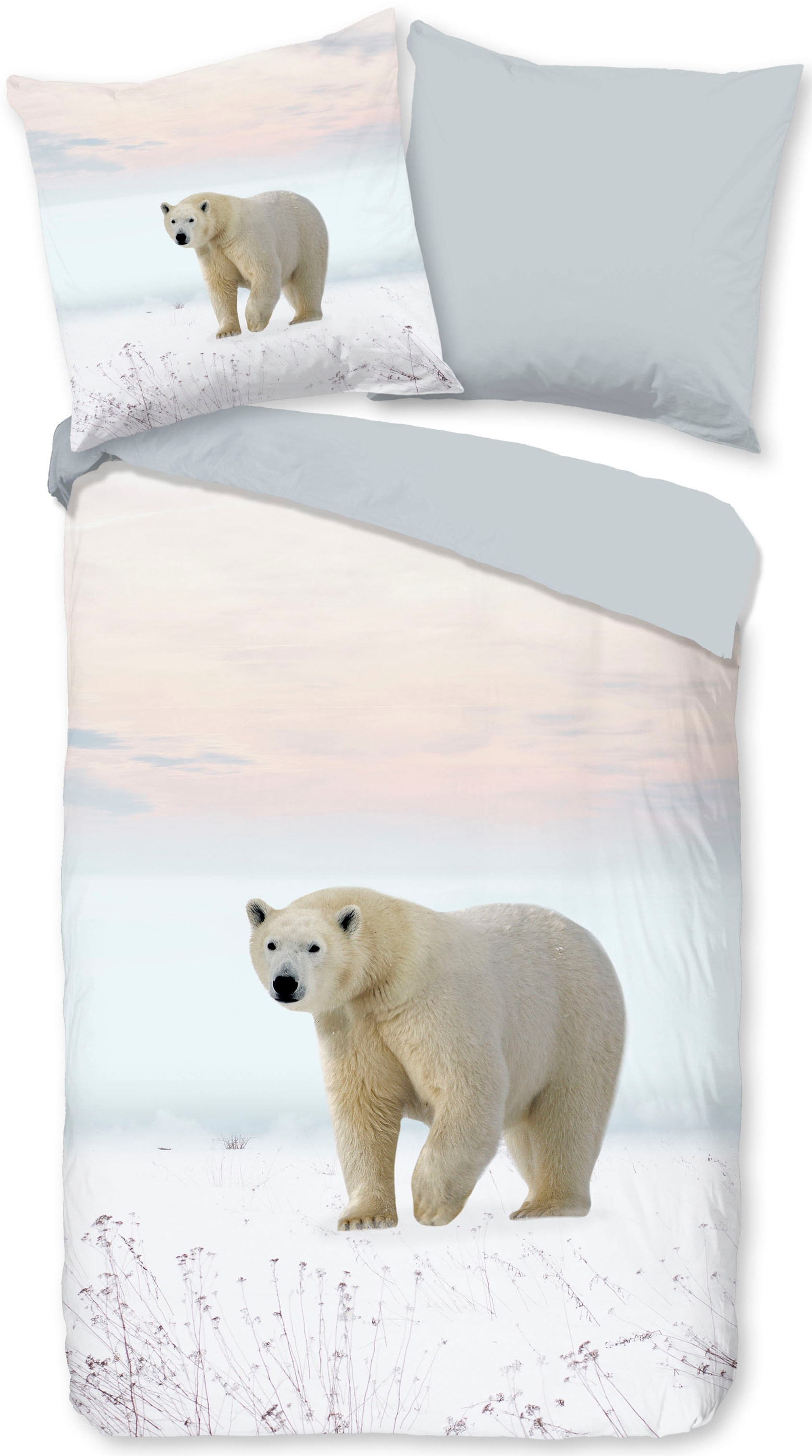 PURE luxury collection Wendebettwäsche »Bjorn«, Mikrofaser, 135x200, Pflegeleicht, Reißverschluss, Wendeoptik, Winter