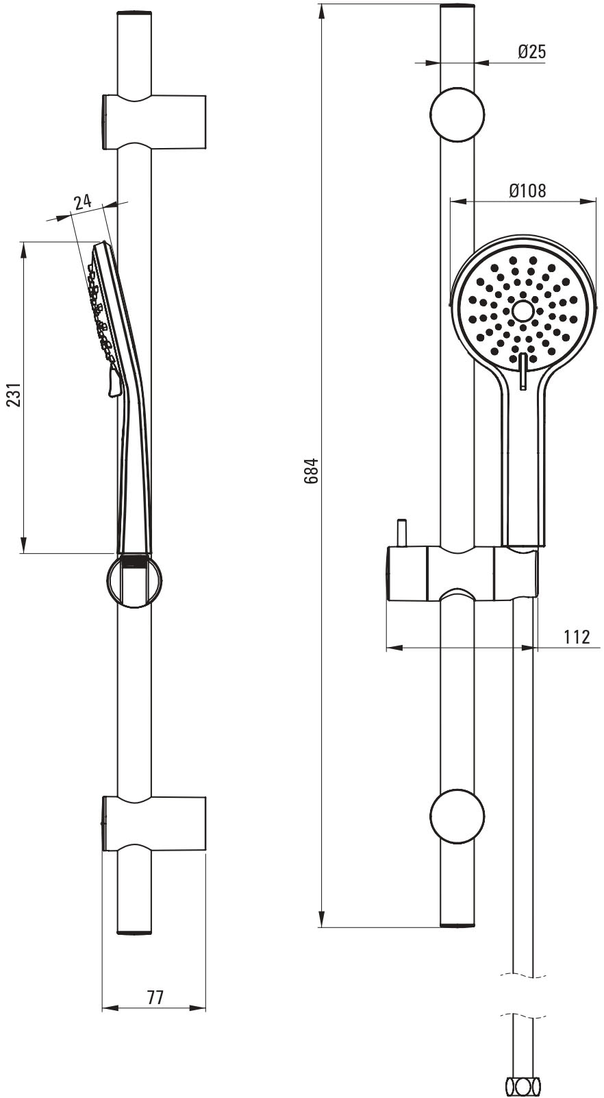 Deante Duschsystem »»Jasmin« Duschgarnitur mit 3 Strahl-Funktionen, Nero-Beschichtung«, verstellbare Montageabstände zur Anpassung an vorhandene Bohrungen