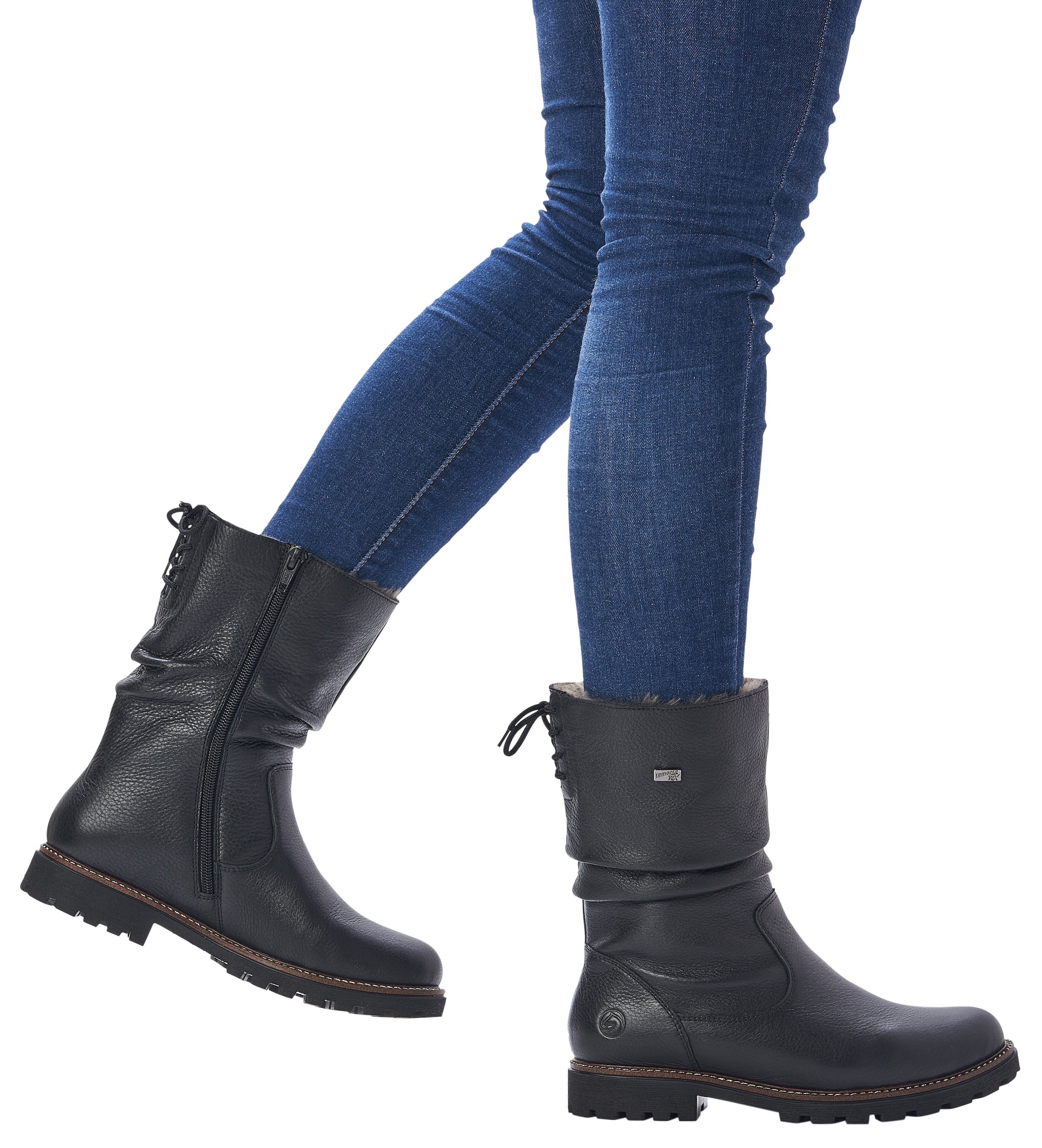 Remonte Winterstiefel, Blockabsatz, Winterboots mit Falten am slouchy Schaft, schmale Form