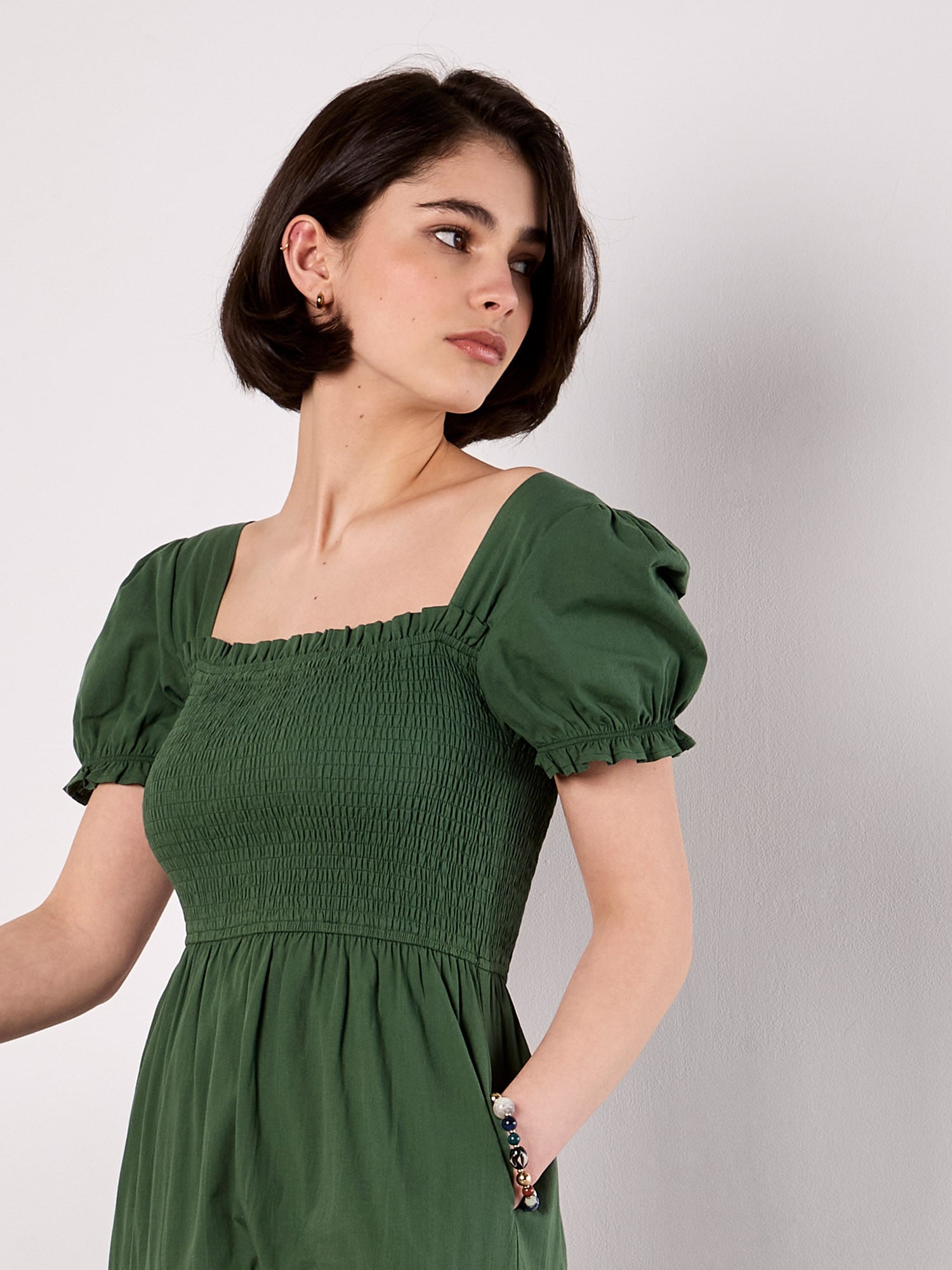 Apricot Midikleid »Midi-Kleid aus Baumwolle« mit Stufenrock