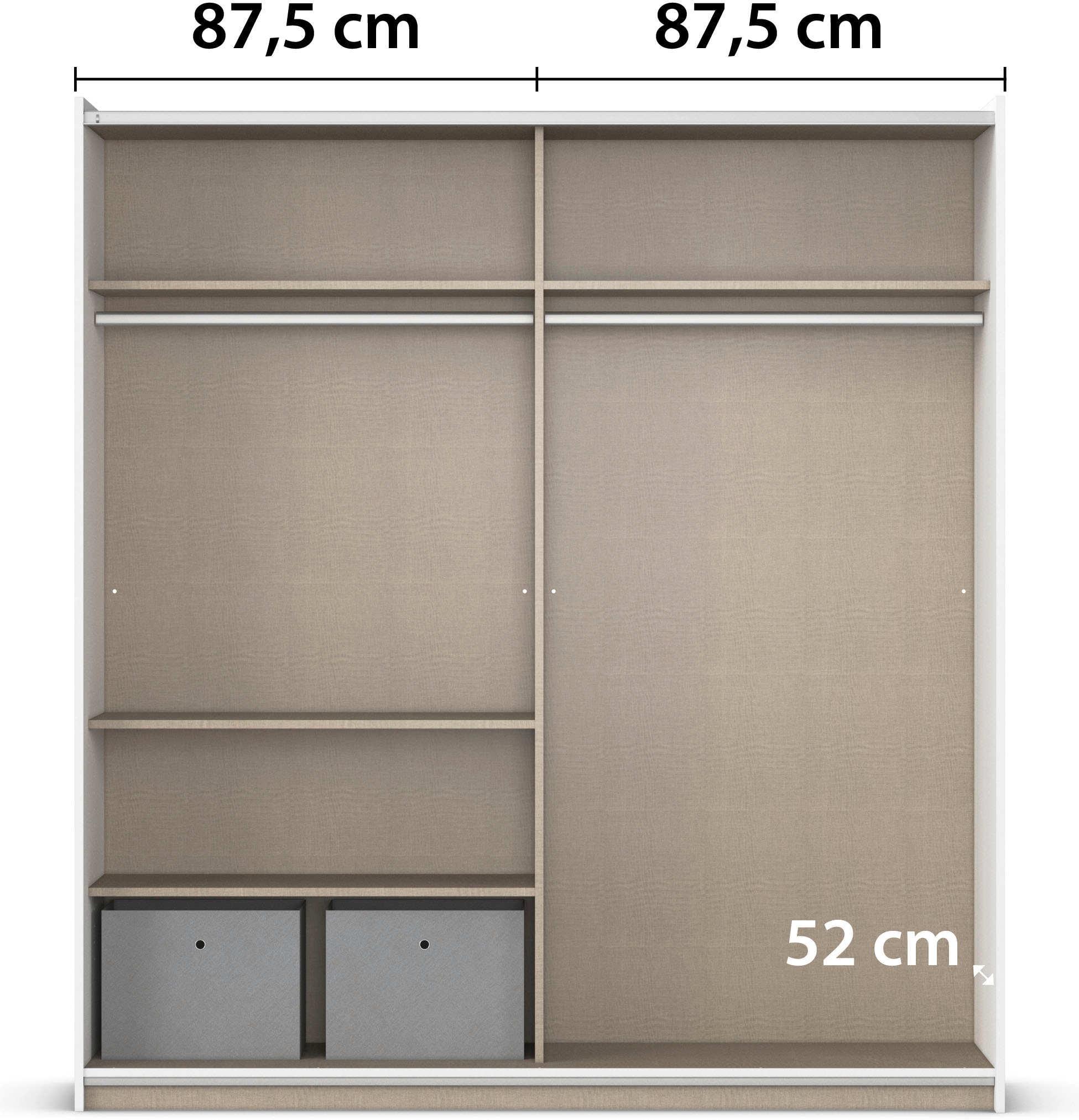 rauch Schwebetürenschrank »Kleiderschrank Schrank Garderobe REFLECT«, inkl. praktischer Innenausstattung mit 2 Stoffboxen MADE IN GERMANY