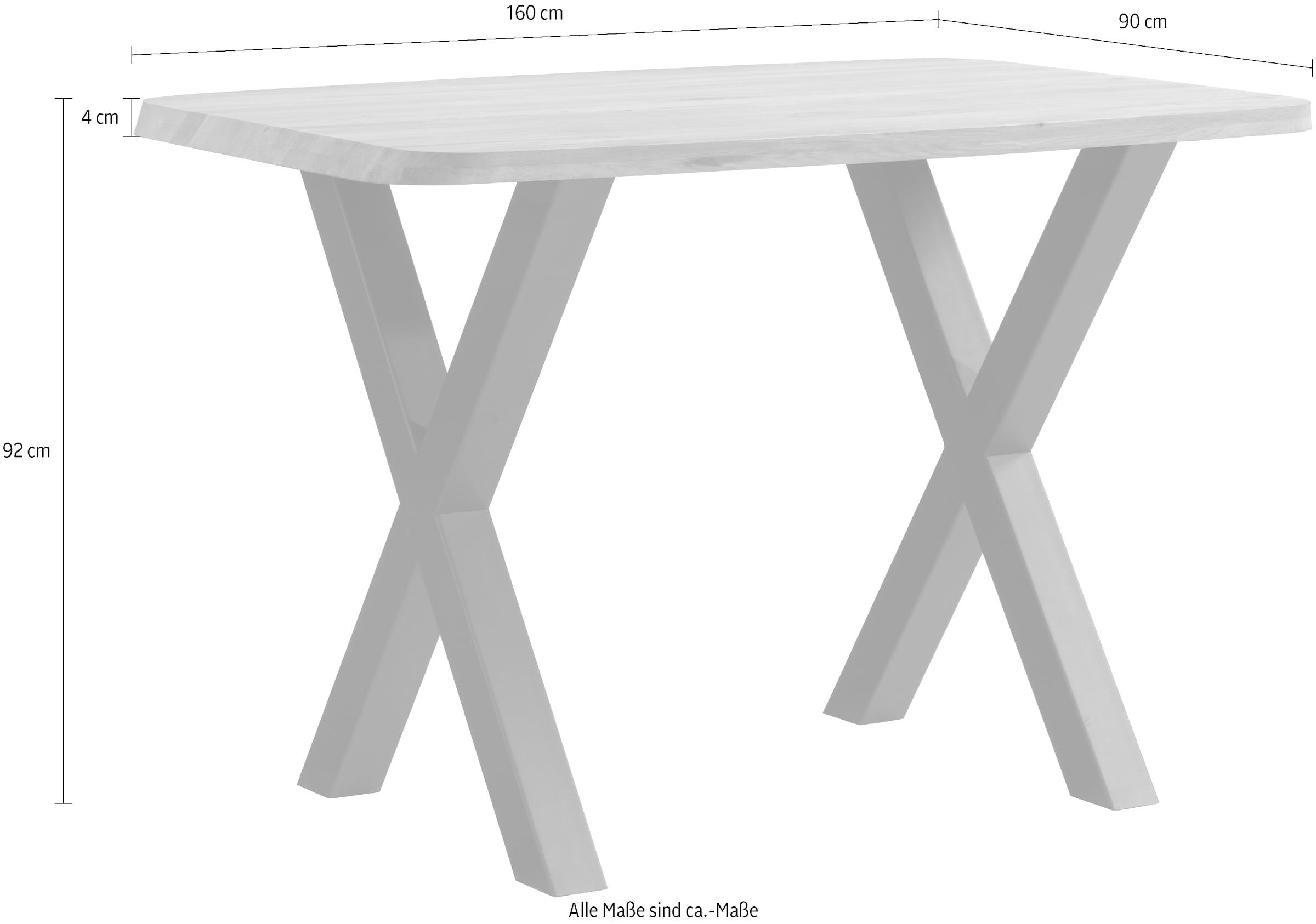 massivline&more Bartisch »Porto 300, Bartisch, Hochtisch, Tisch, Massivtisch« 2 Stk. tlg. Platte massiv, Gestell Metall pulverbeschichtet schwarz