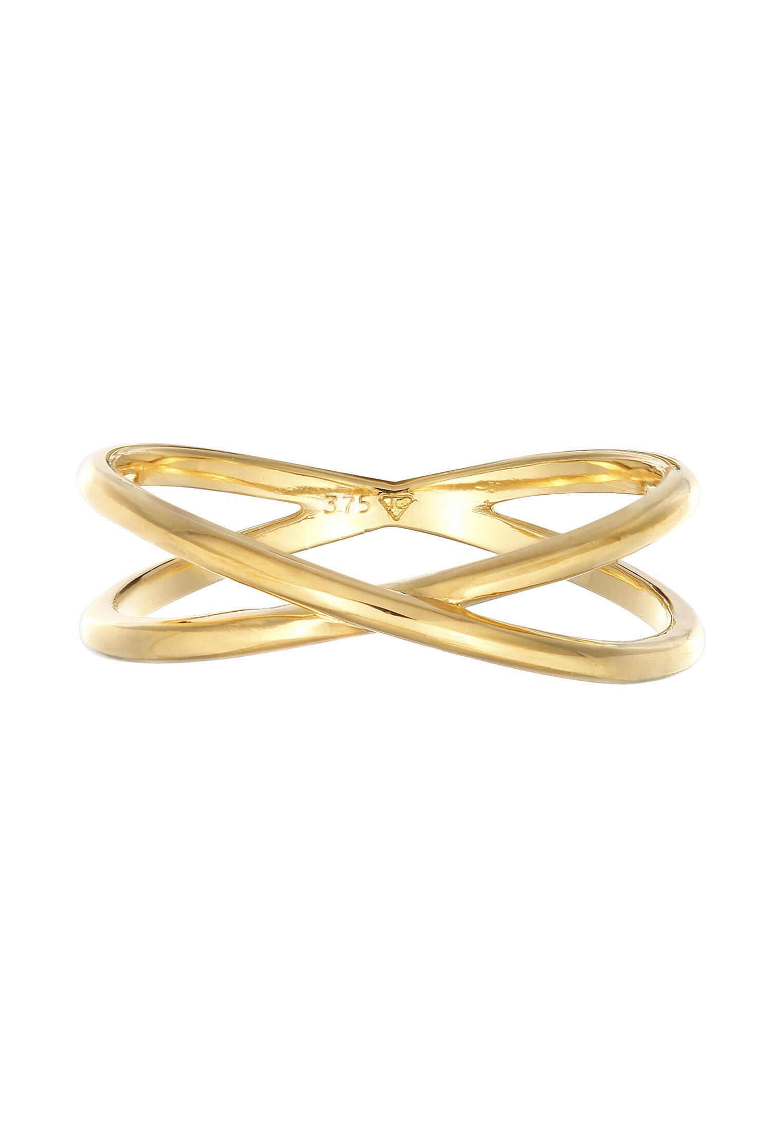 Elli Premium Silberring »Ring X Kreuz Wickelring 375 Gelbgold«