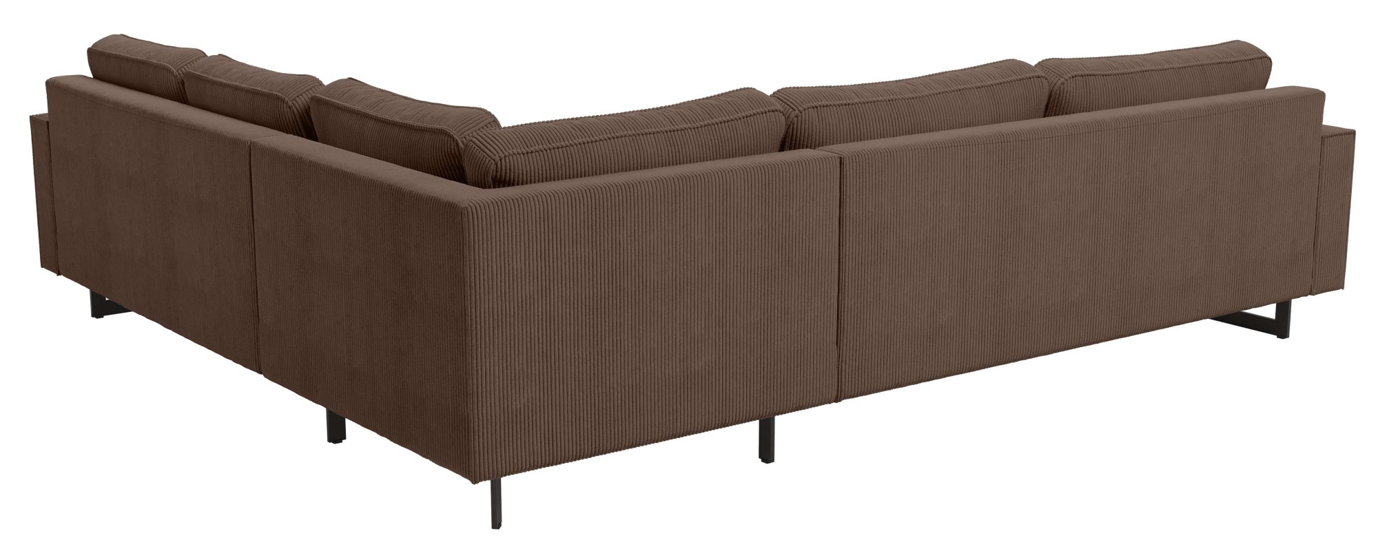 Home affaire Ecksofa »Pinto, XXL, 250/290 cm, langer Schenkel, Ottomane« Cord, Chenille, Lederoptik, mit Keder, Metallfüße, Wellenunterfederung