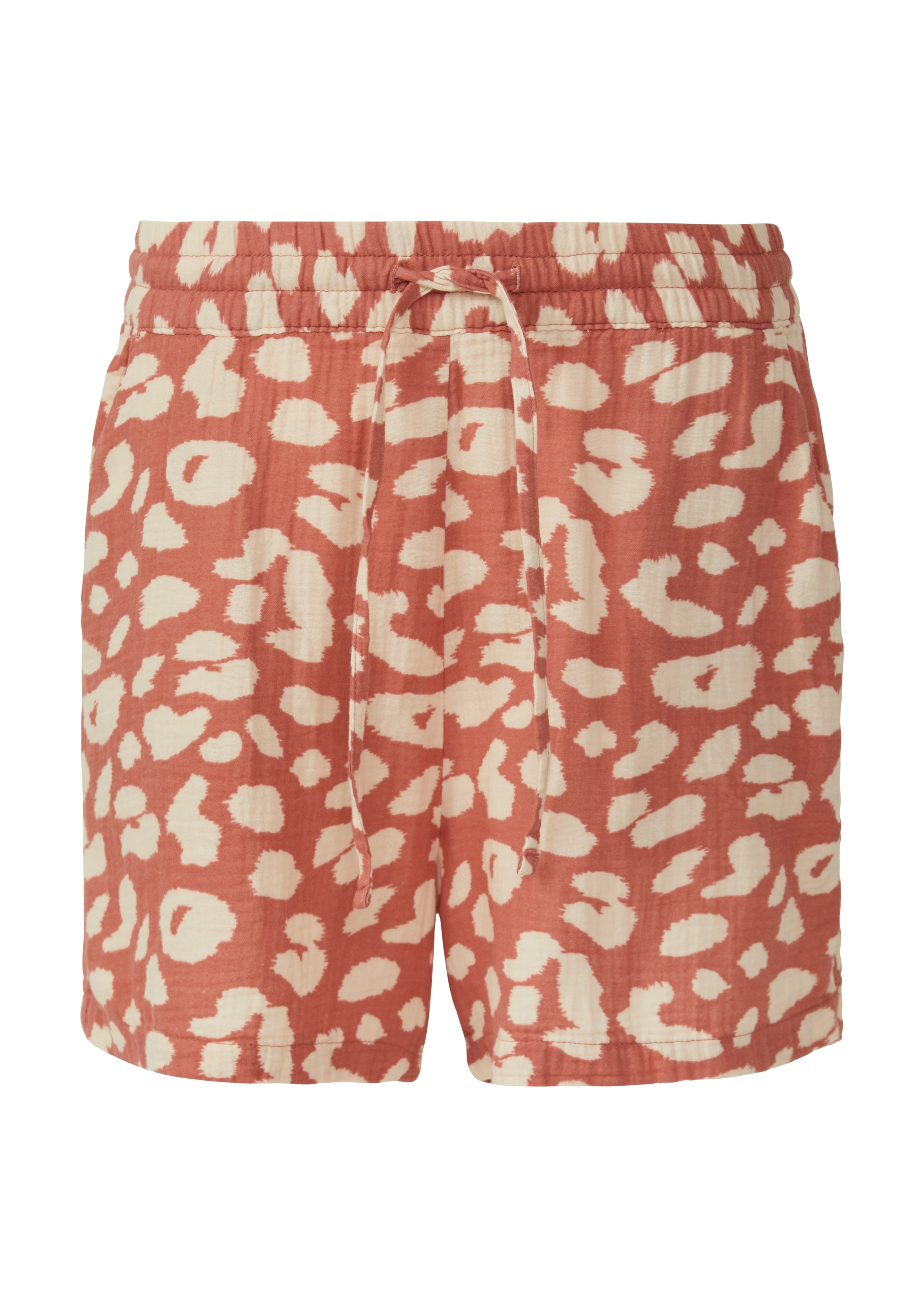 QS Shorts, Sommerhose aus Musselin mit All-Over-Muster