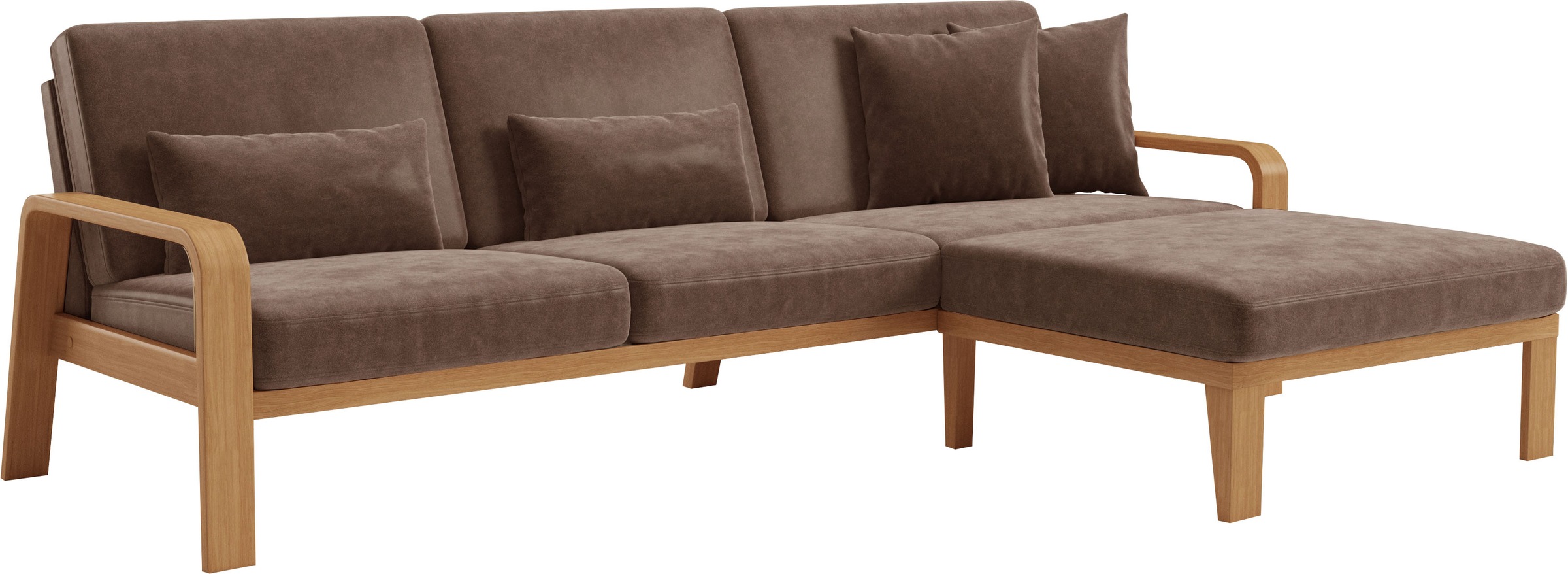sit&more Ecksofa »Kolding L-Form«, Armlehnen aus eichefarbigem Buchenholz, verschiedene Bezüge und Farben