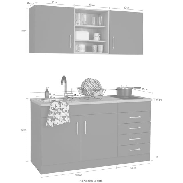 HELD MÖBEL Küche »Mali«, Breite 150 cm, wahlweise mit E-Geräten bequem  bestellen