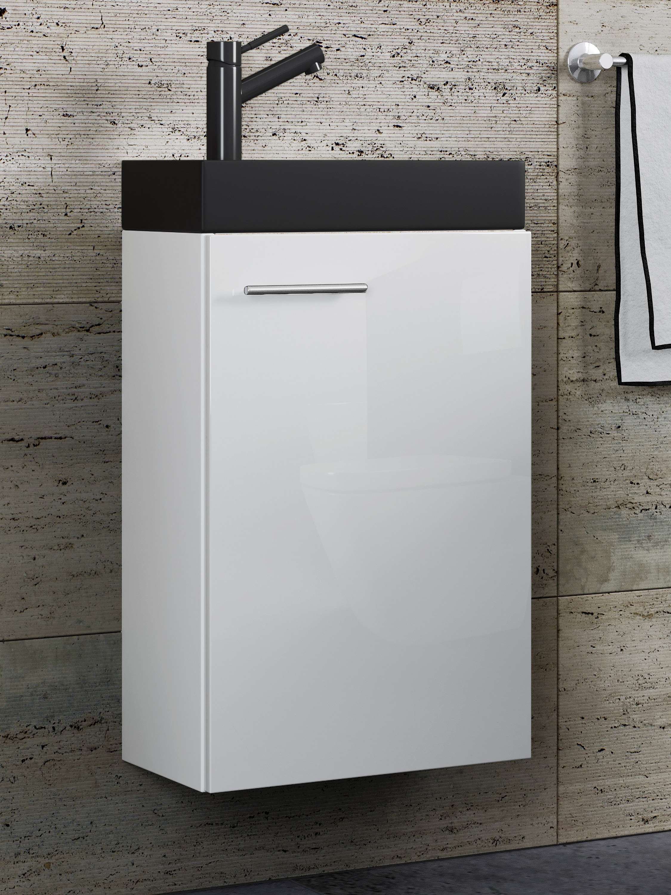 VCM Waschbeckenunterschrank »VCM 2-tlg Set | Waschplatz für Gäste WC | Gästebad | Waschtisch | Badezimmer Set ¿ Slito-BL« 2 Stk. tlg.