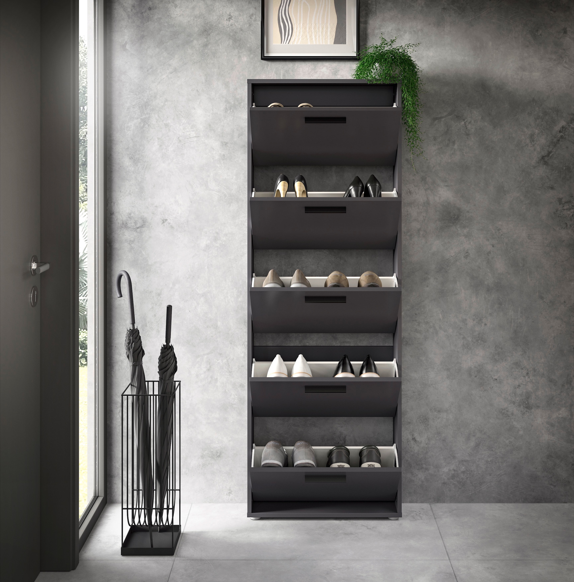 HBZ Schuhkommode »Sam Schuhkipper, Schuhschrank BxHxT 59x169x17 cm«, (1 St.), mit 5 Klappen