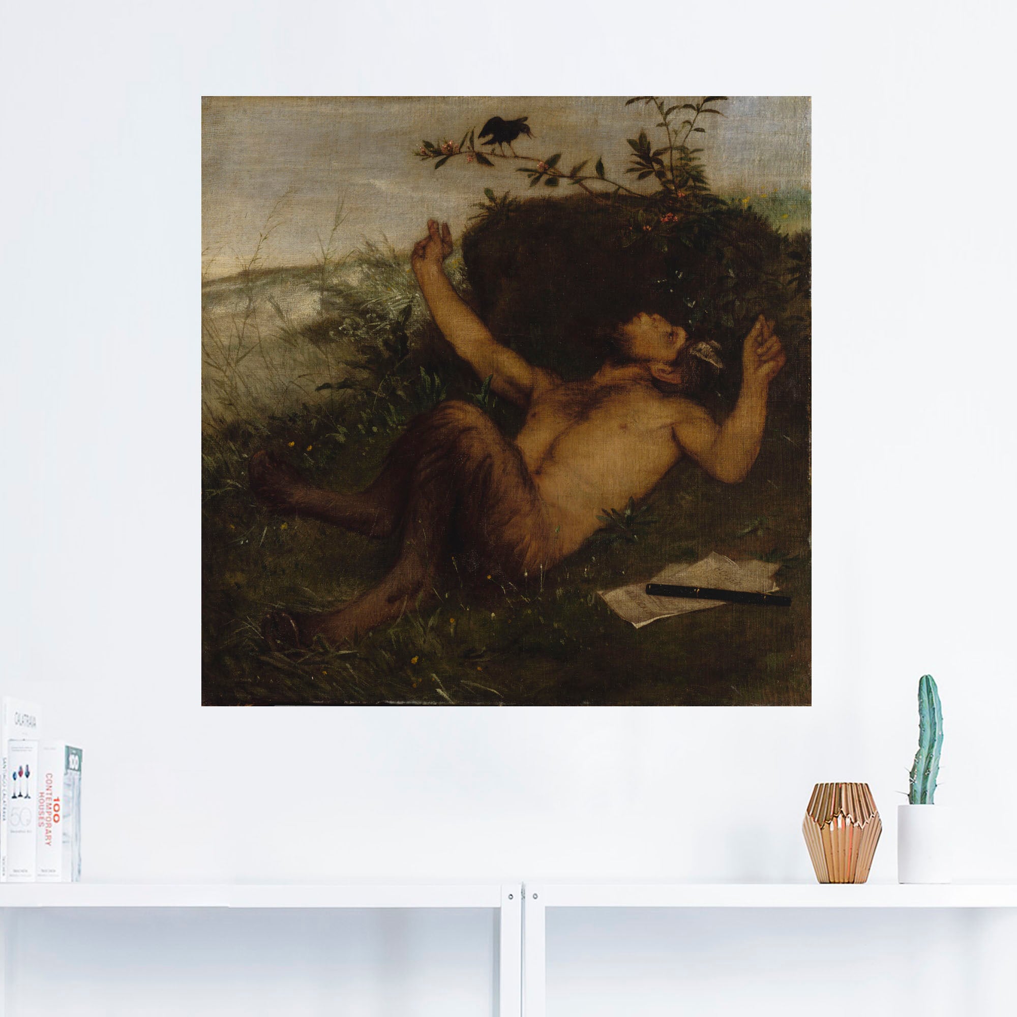 Artland Wandbild »Faun, einer Amsel zupfeifend. Um 1864/65«, klassische Fantasie, (1 St.), als Alubild, Leinwandbild, Wandaufkleber oder Poster in versch. Größen