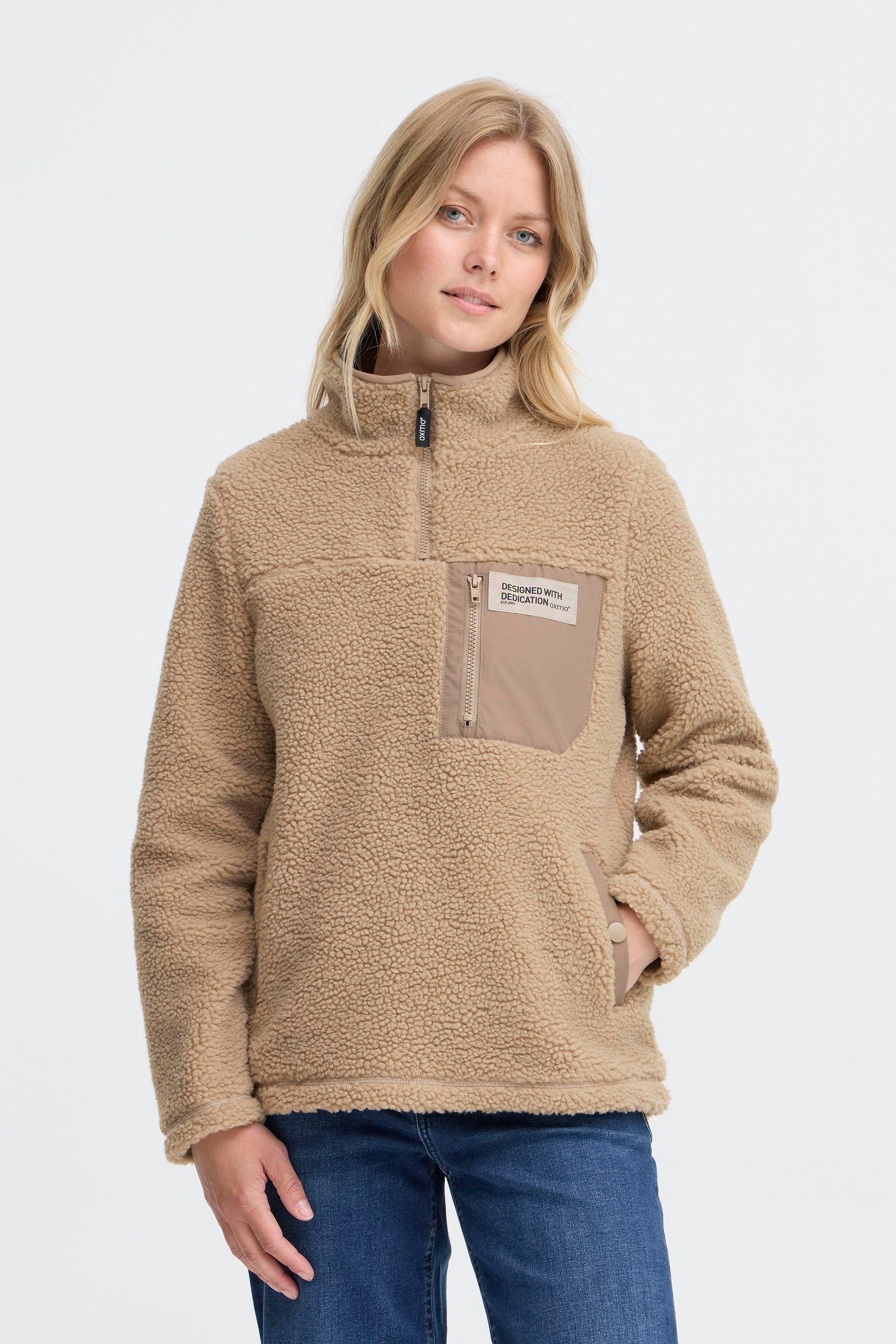 OXMO Plüschjacke »Plüschjacke OXABBY HALFZIP«