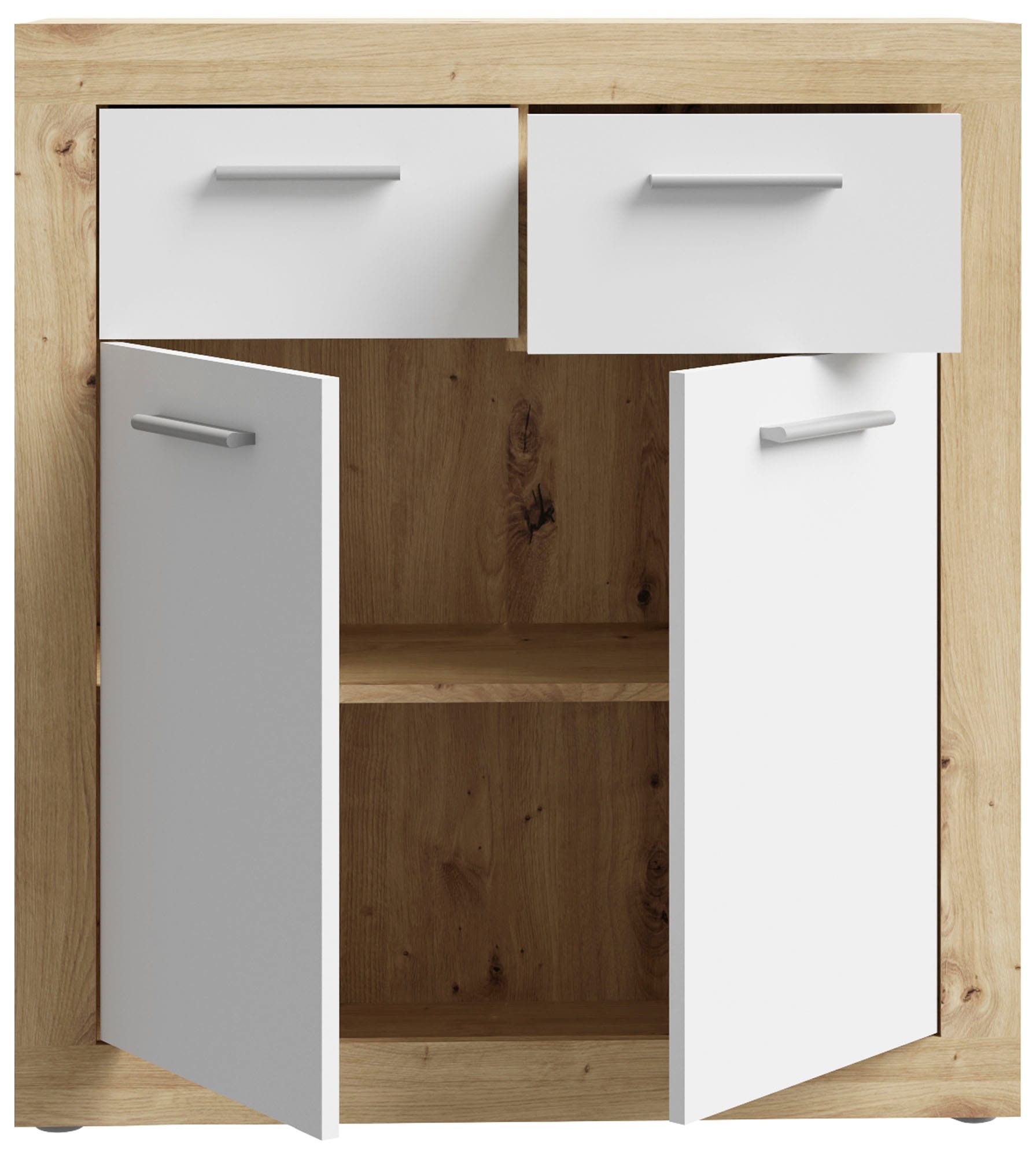 FORTE Kommode »Baccio«, Breite 83 cm, Höhe 92 cm mit 2 Schubkästen und 2 Türen