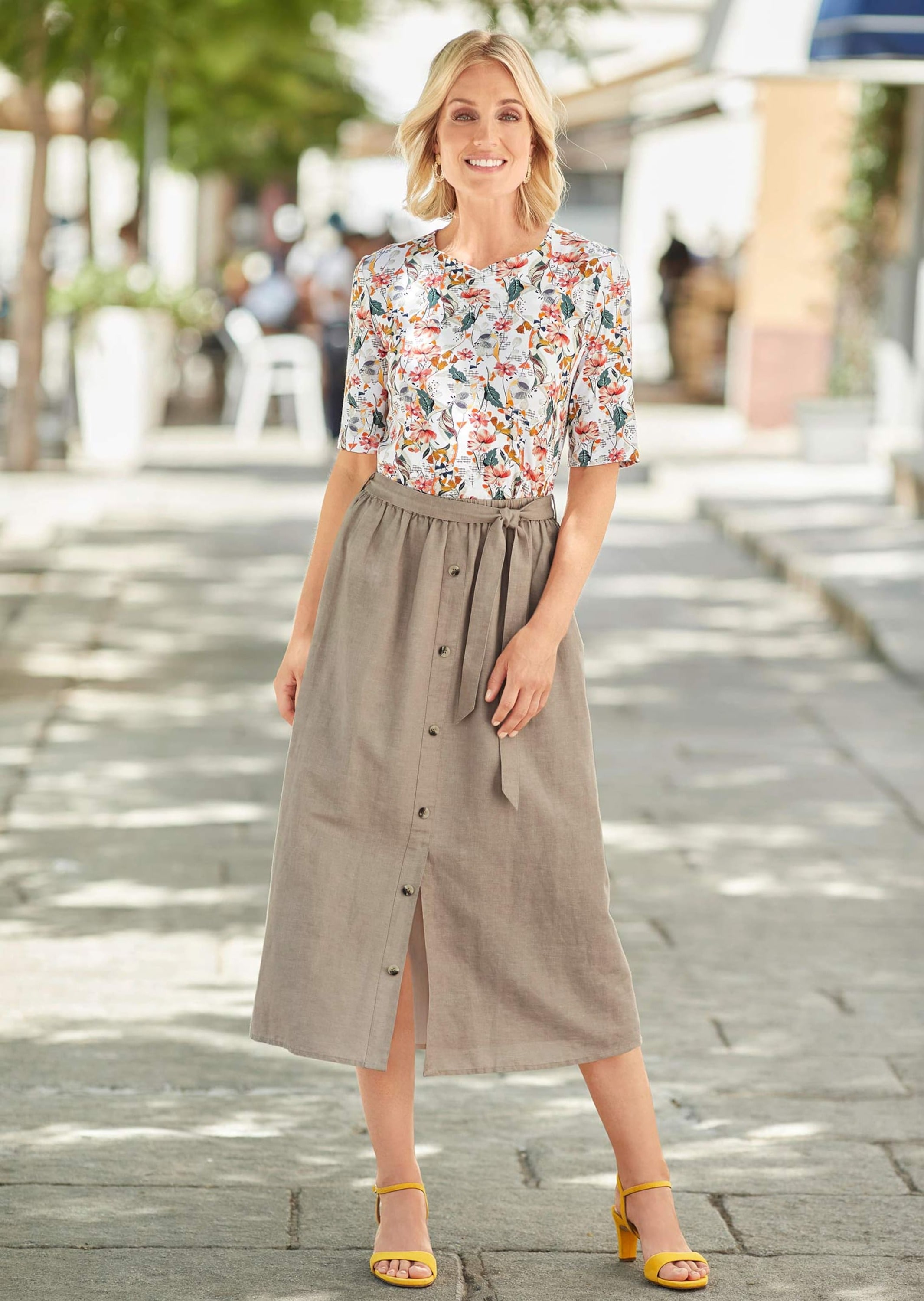 GOLDNER Maxirock »Kurzgröße Zauberhafter Rock in Leinenoptik«