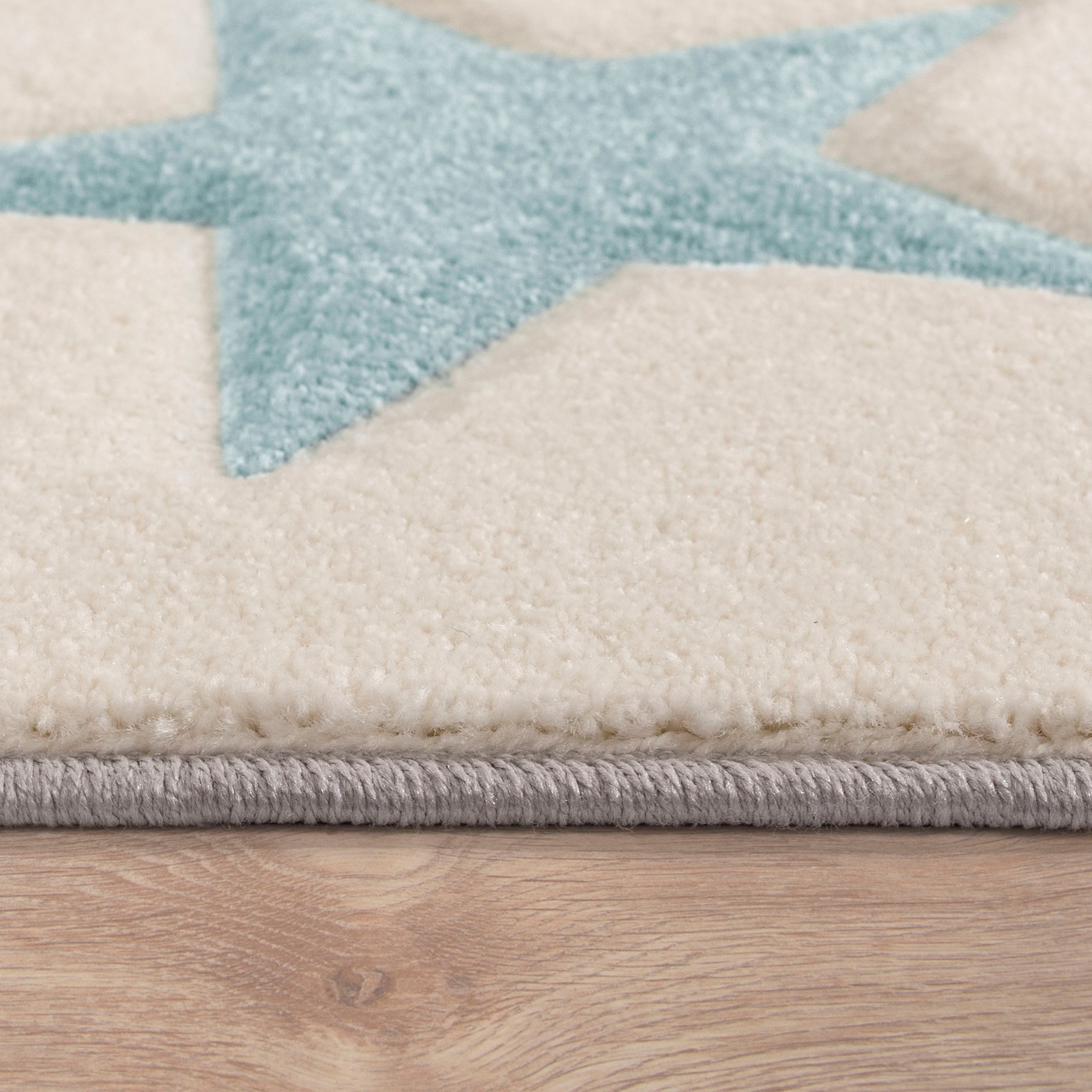 Paco Home Kinderteppich »Cosmo 340« rechteckig 17 mm Höhe Kurzflor, Pastell-Farben, 3D Effekt, Motiv Berge, Punkte & Sterne