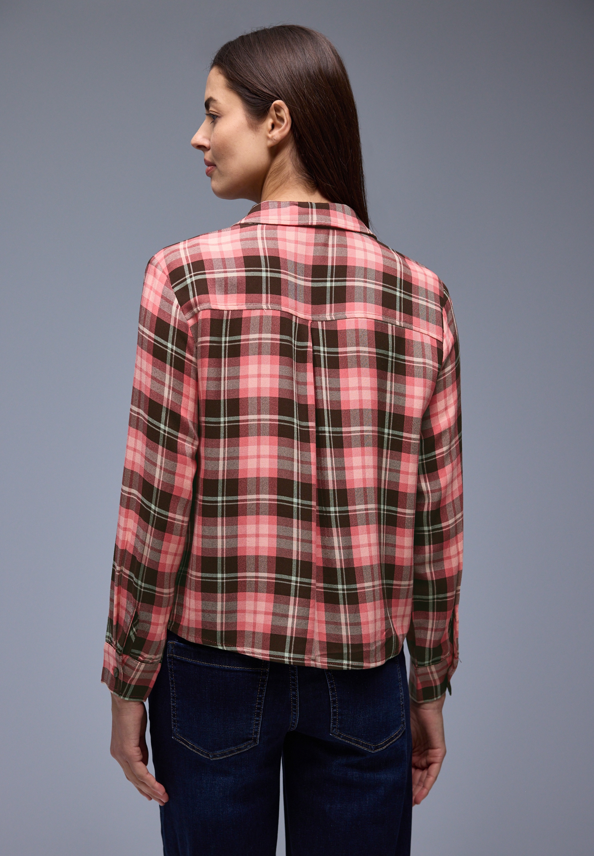 STREET ONE Langarmbluse in Karo-Optik und als Viskose