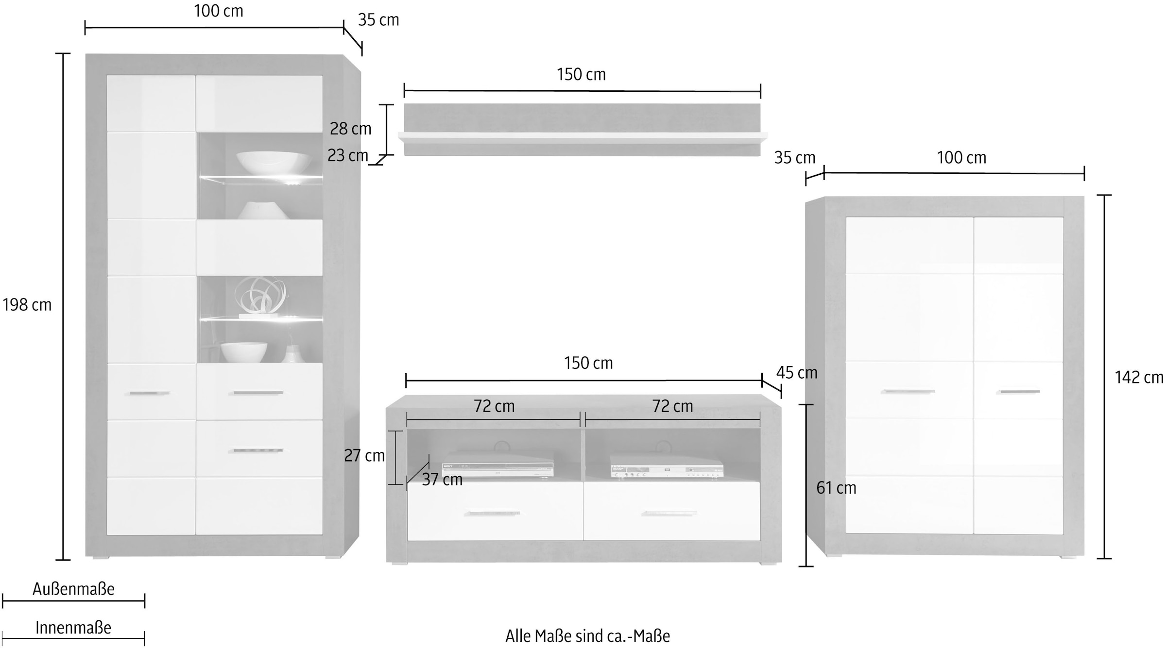 INOSIGN Wohnwand »Etero«, (Set, 4 St.)