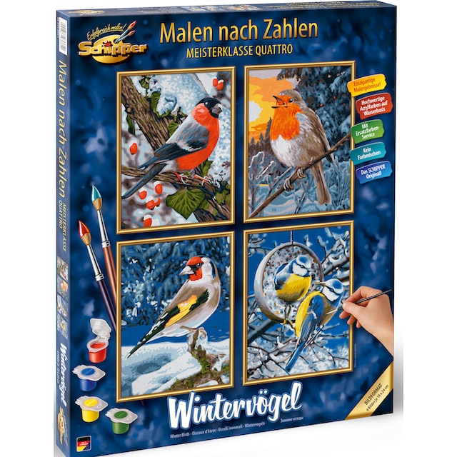 Schipper Malen nach Zahlen »Meisterklasse Quattro - Wintervögel«, Made in  Germany bei