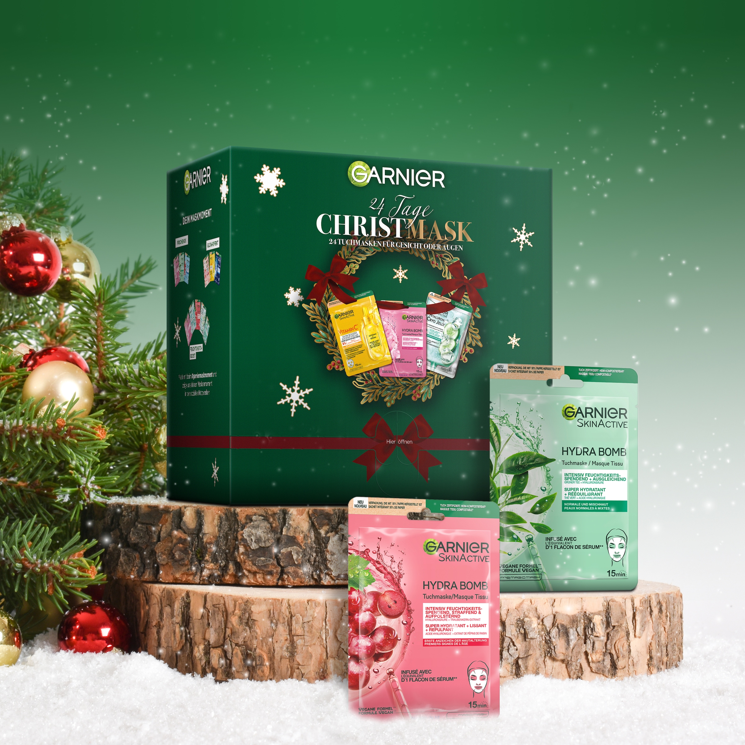 GARNIER Kosmetik-Adventskalender »Garnier Tuchmasken 24er Adventskalender«, ab 13 Jahren, mit Hyaluron, entspannend