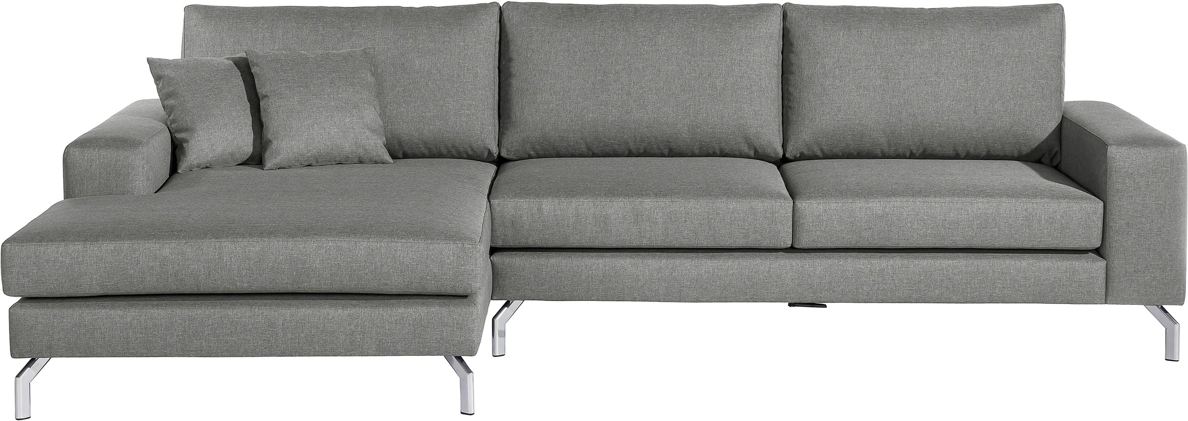 Max Winzer® Ecksofa »Flori Set inkl. Hocker, guter Sitzkomfort, aktuelles Design«, (Spar-Set, Ecksofa und Hocker), elegant mit abgewinkelten Chromfüßen, inklusive Zierkissen