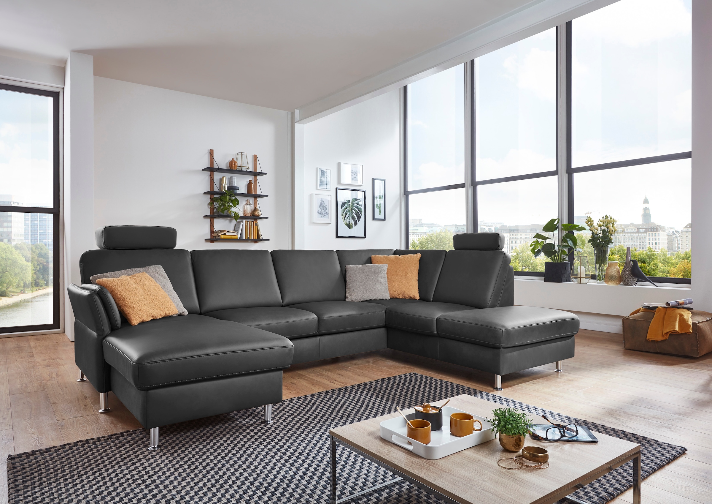 Die PlanBar Wohnlandschaft »PN-EM18013 U-Form, mit Kopfstützen« wahlweise mit Bettfunktion und Stauraum