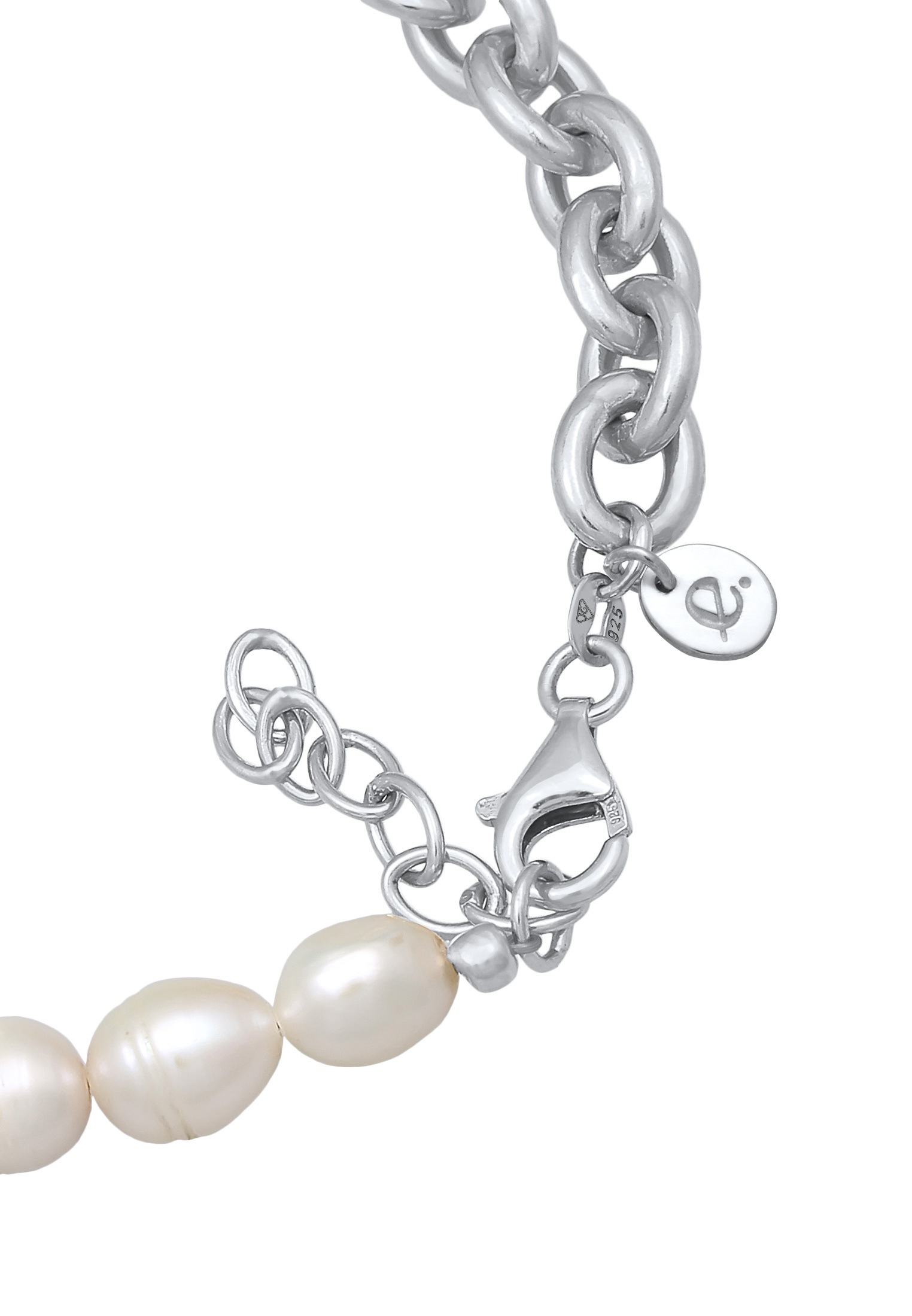 Elli Premium Fußkette »Fußschmuck Glieder Barock Süßwasserzuchtperle 925er Silber«