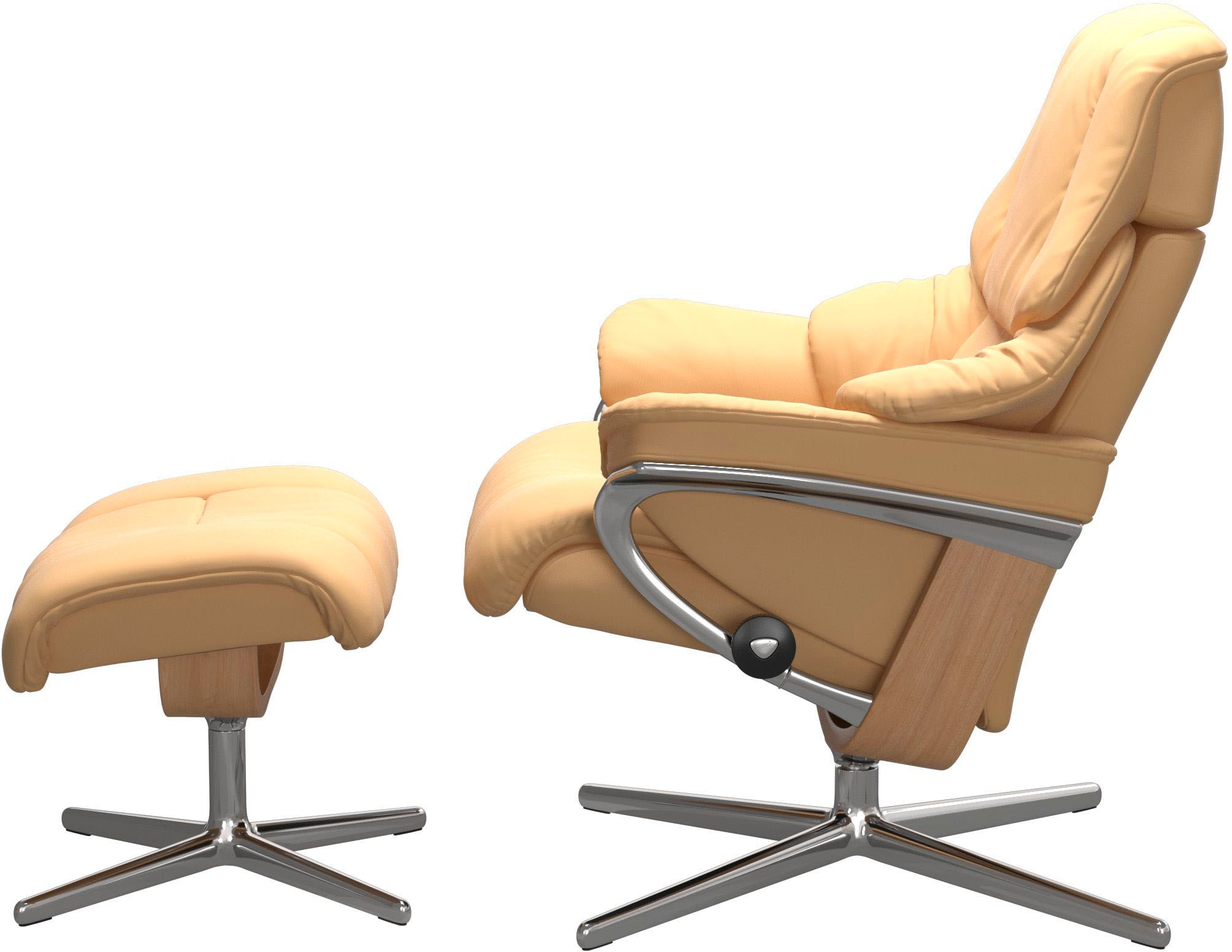 Stressless® Relaxsessel »Reno« Set, Relaxsessel mit Hocker,  mit Hocker, mit Cross Base, Größe S, M & L, Holzakzent Eiche