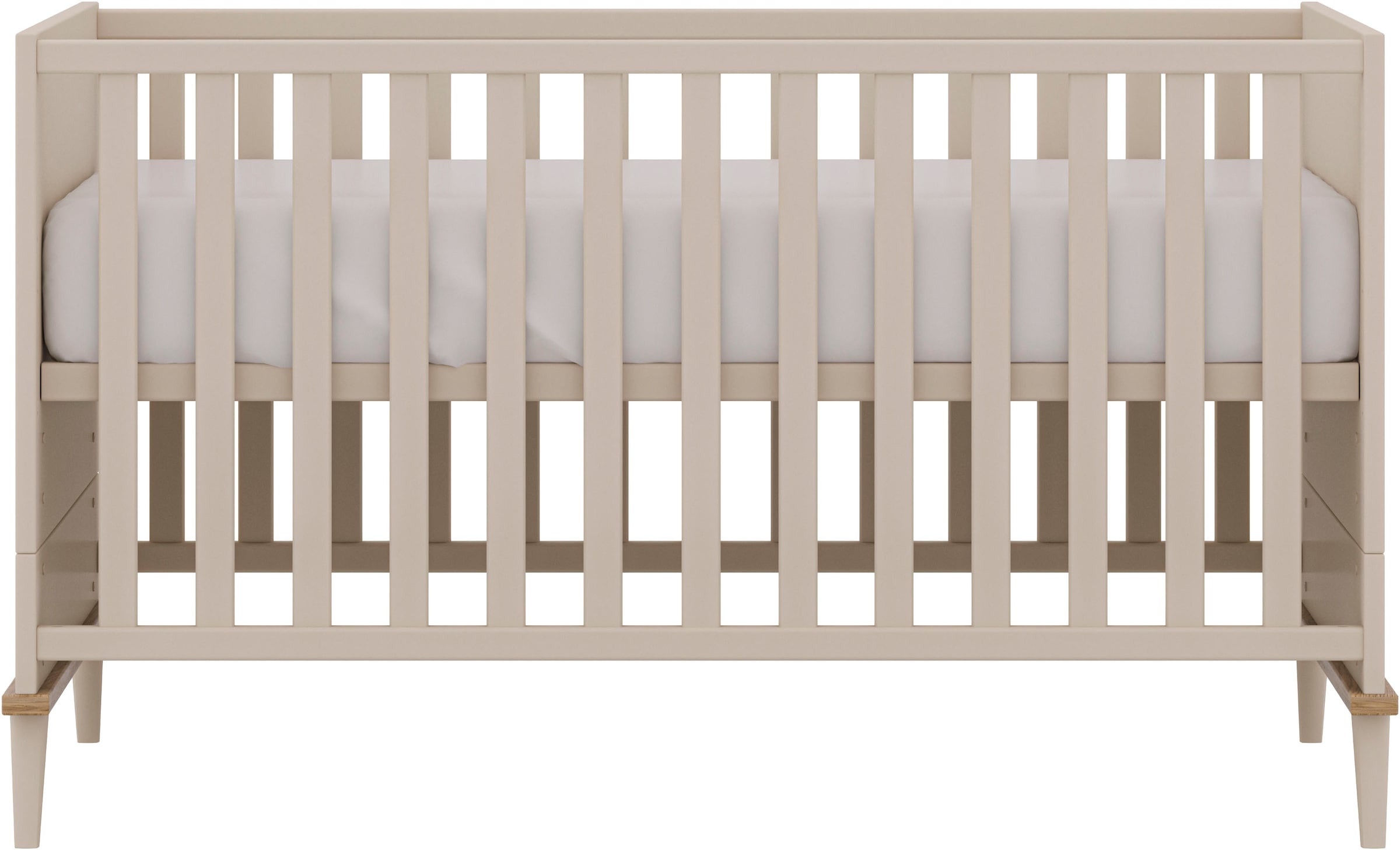 YUNY by PAIDI Babymöbel-Set »HAZEL, 3-teiliges Babyzimmer in Beige, modernes Komplettset« Spar-Set, 70x140cm Babybett, Kleiderschrank 3-türig, Wickelkommode inkl. Aufsatz, 3 tlg. Kinderzimmer, Soft-Close-Funktion, Mitwachsendes Bett inkl. Lattenrost