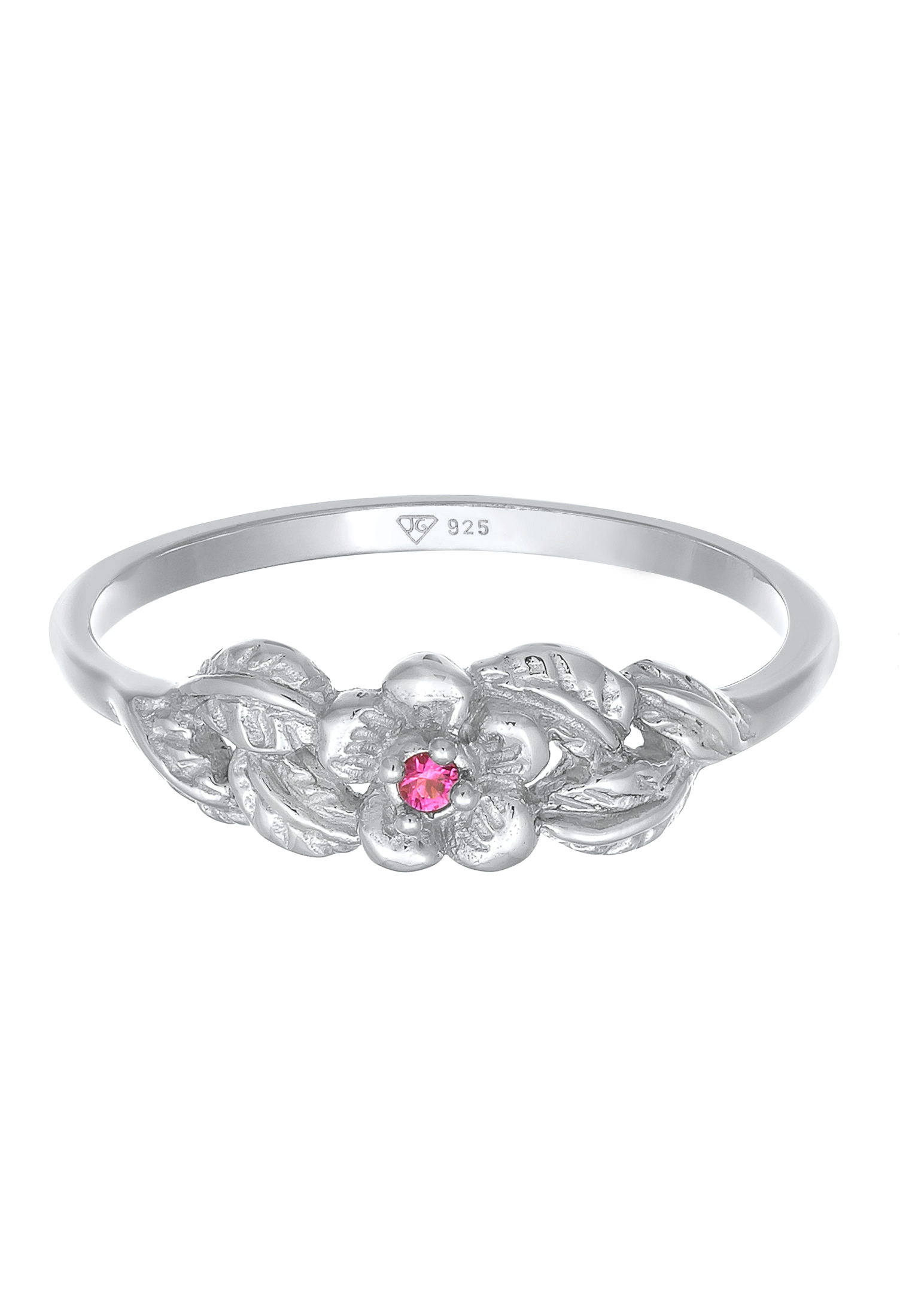 Elli Fingerring »Ring Blume Floral synth. Rubin 925 Silber vergoldet«