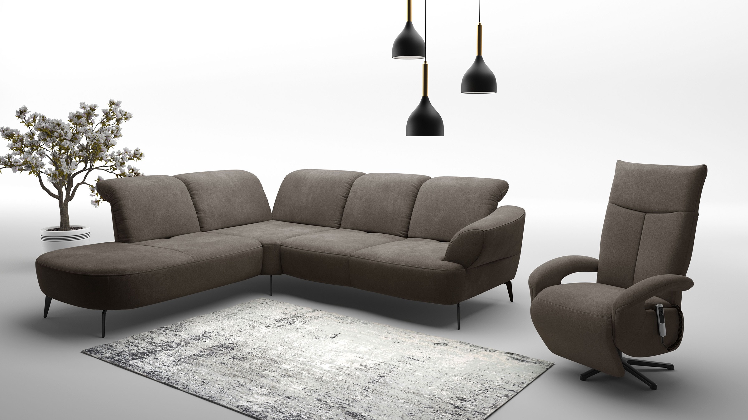 sit&more Ecksofa »Dance, L-Form, inkl. Sitztiefenverstellung«, inkl. Click&Seat, optional mit Kopfteilverstellung