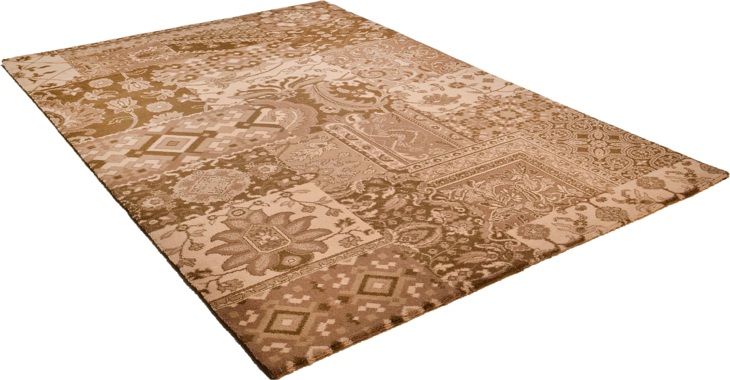 THEKO Teppich »Timeless 3« rechteckig 12 mm Höhe Kurzflor, florales Patchwork Design, 80% Schurwolle, Wohnzimmer