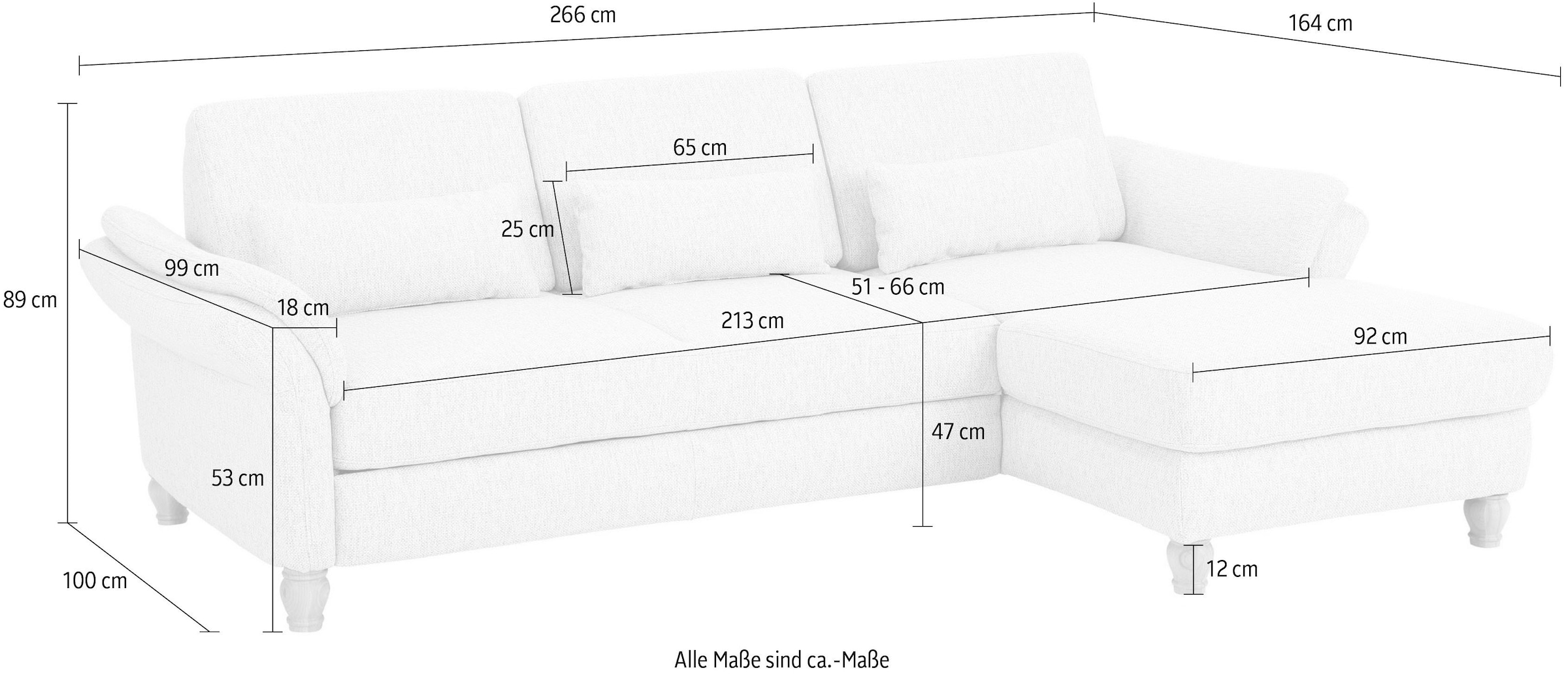 Home affaire Ecksofa »Palace L-Form«, incl. Sitztiefenverstellung, wahlweise mit Bettfunktion und Stauraum