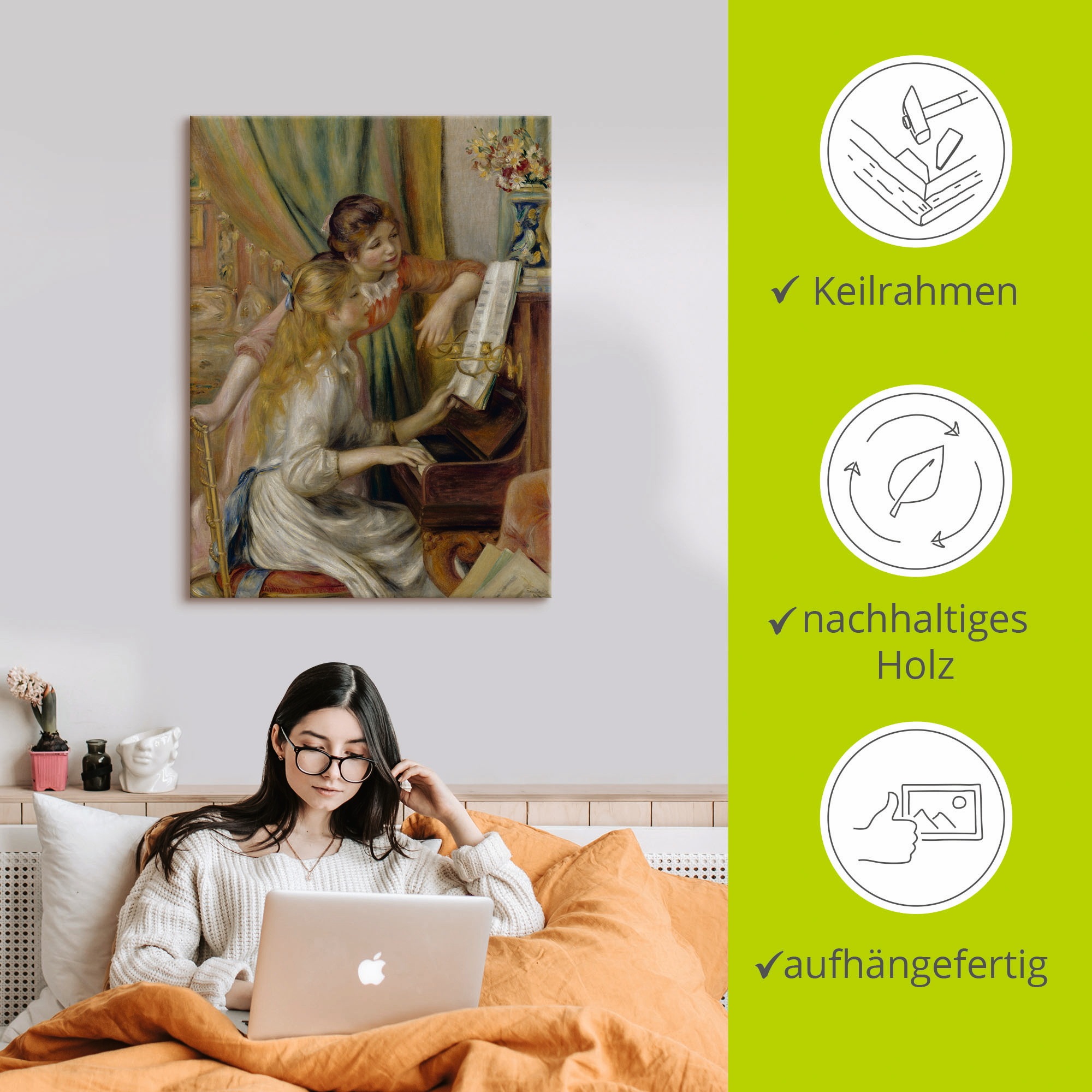 Artland Leinwandbild »Zwei Mädchen am Klavier«, Kind, (1 St.), auf Keilrahmen gespannt