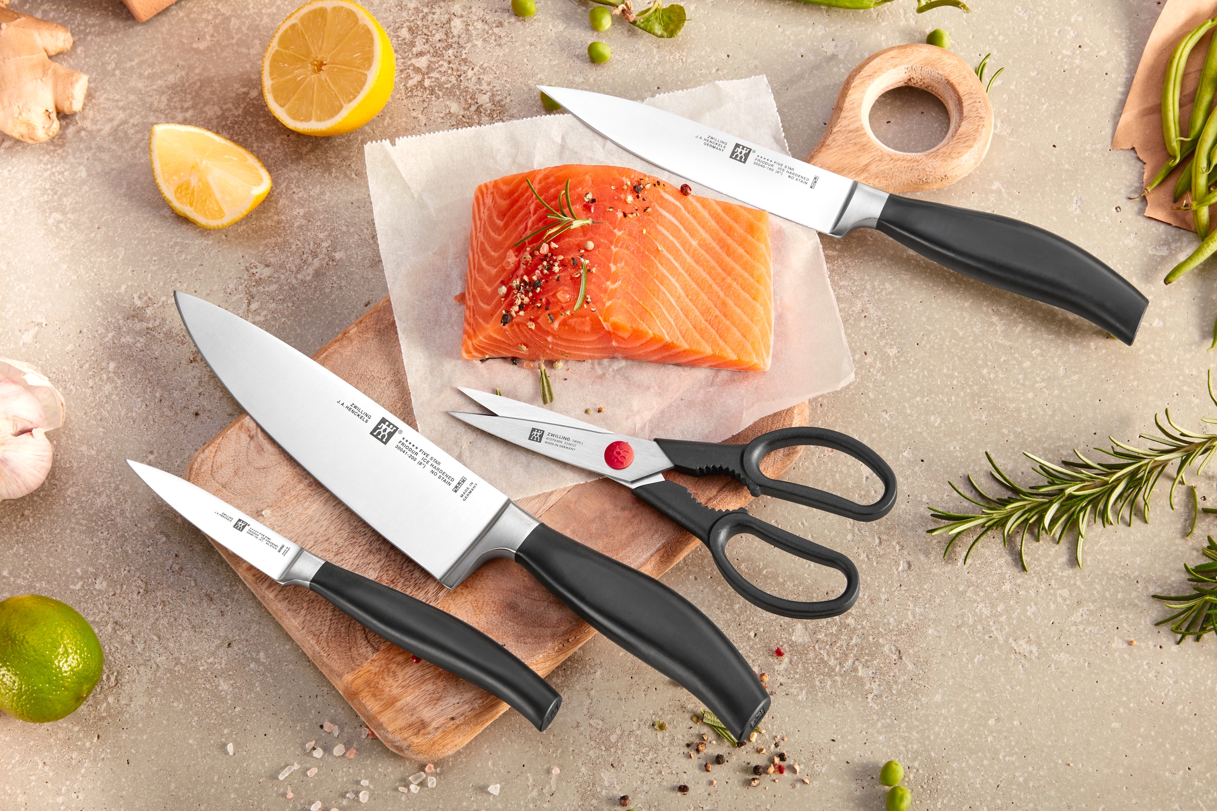Zwilling Messerblock »***** FIVE STAR«, 7 tlg., Selbstschärfender Messerblock, inkl. 5 Messer + Schere, Bambus