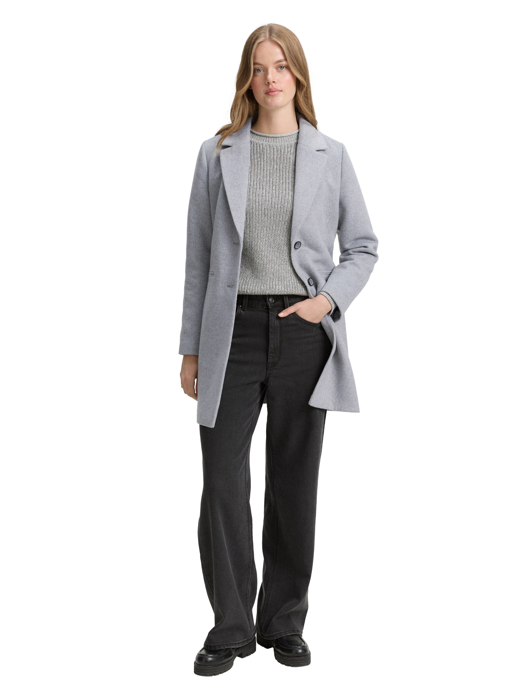 TOM TAILOR Denim Wollmantel, mit Taschen