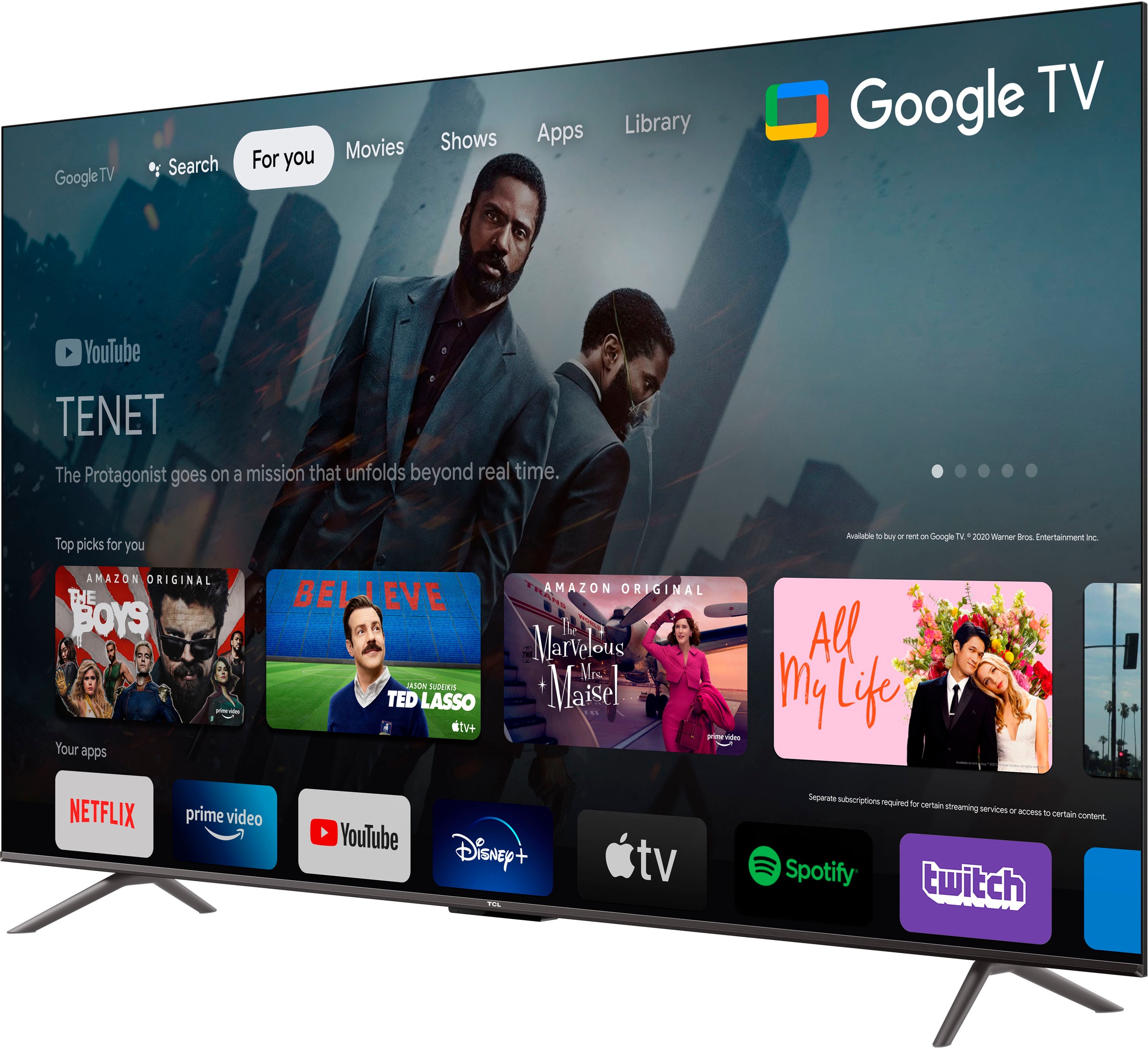 TCL LED-Fernseher, 189 cm/75 Zoll, 4K Ultra HD, Smart-TV-Google TV, HDR Premium, Dolby Atmos, HDMI 2.1, Metallgehäuse