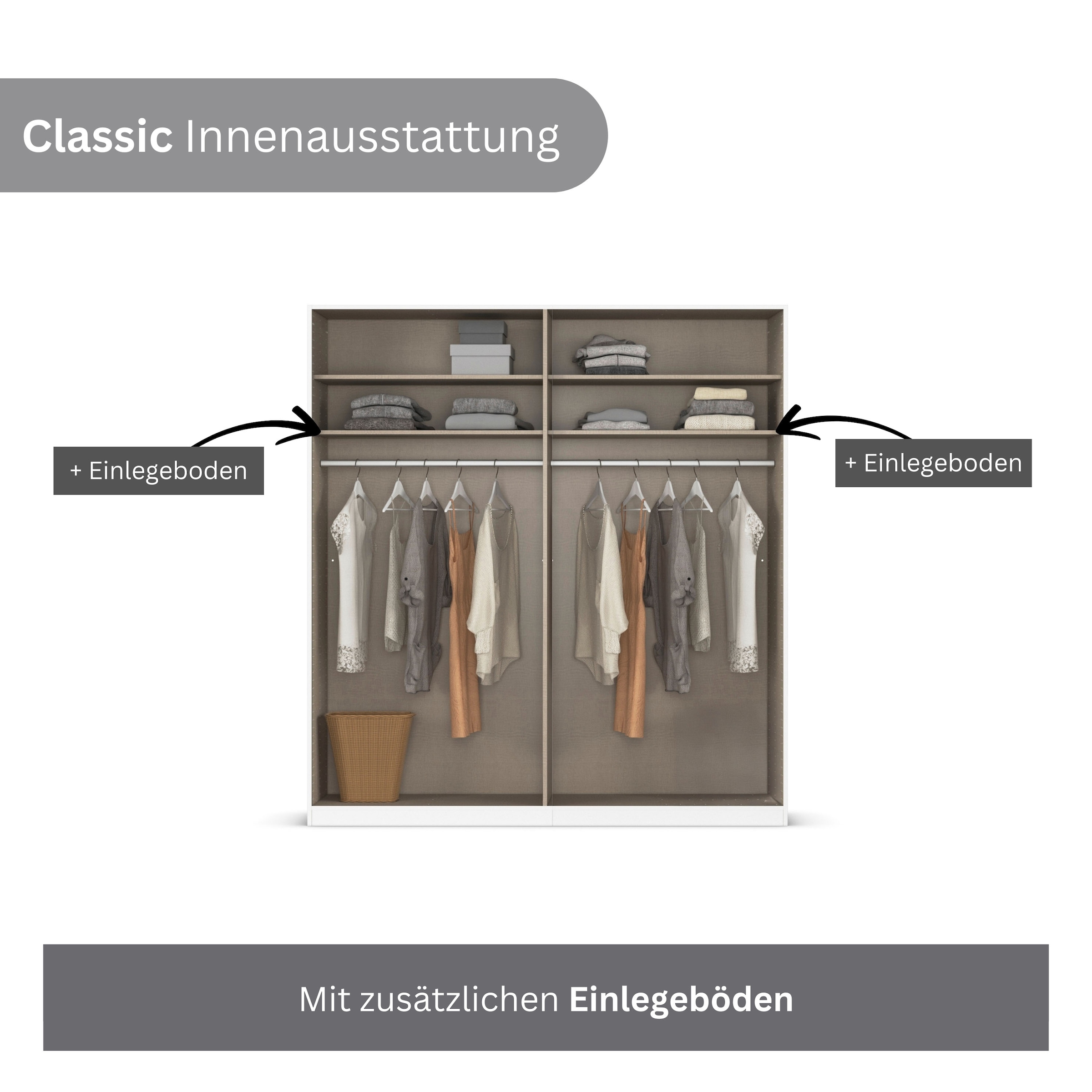 rauch Kleiderschrank »Drehtürenschrank Schrank Garderobe Wäscheschrank Schlafzimmer AVOLA«, (in 3 verschiedenen Ausstattungen BASIC/CLASSIC/PREMIUM), mit hochwertigen Stangengriffen in Schwarz aus Metall MADE IN GERMANY