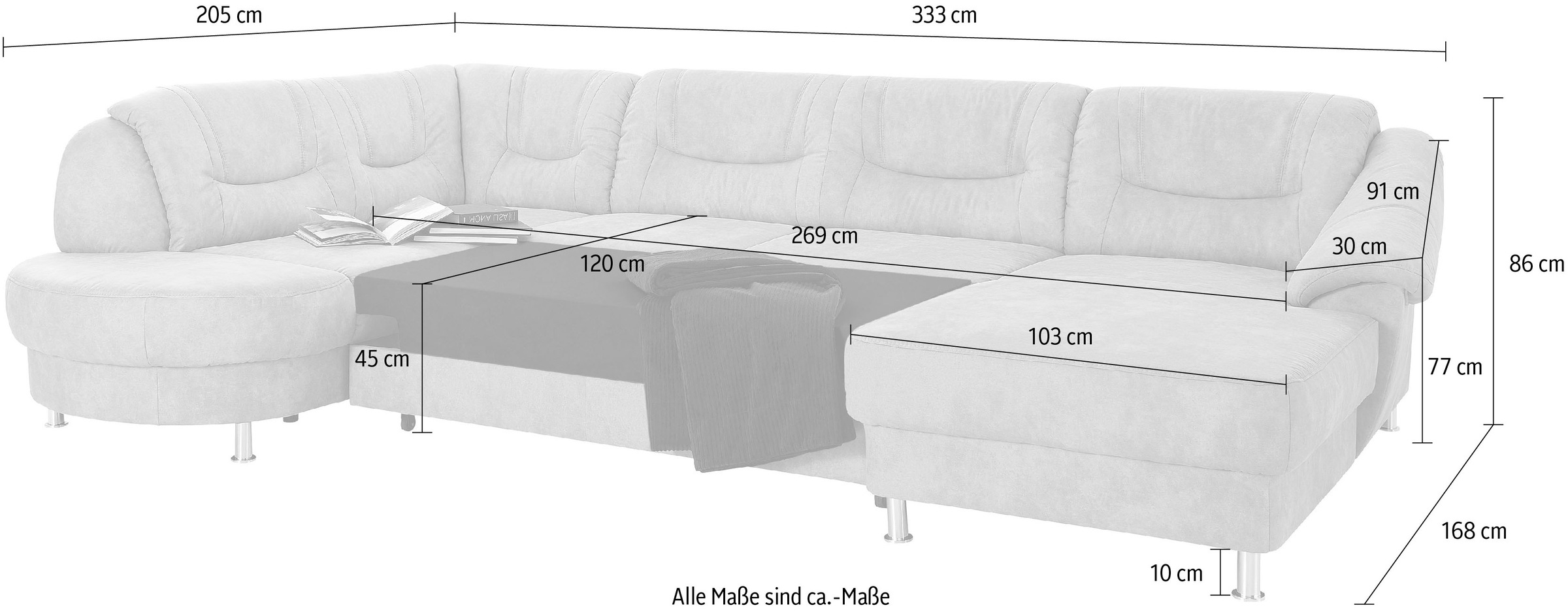 sit&more Wohnlandschaft »Salsa U-Form«, mit Federkern, wahlweise mit Bettfunktion
