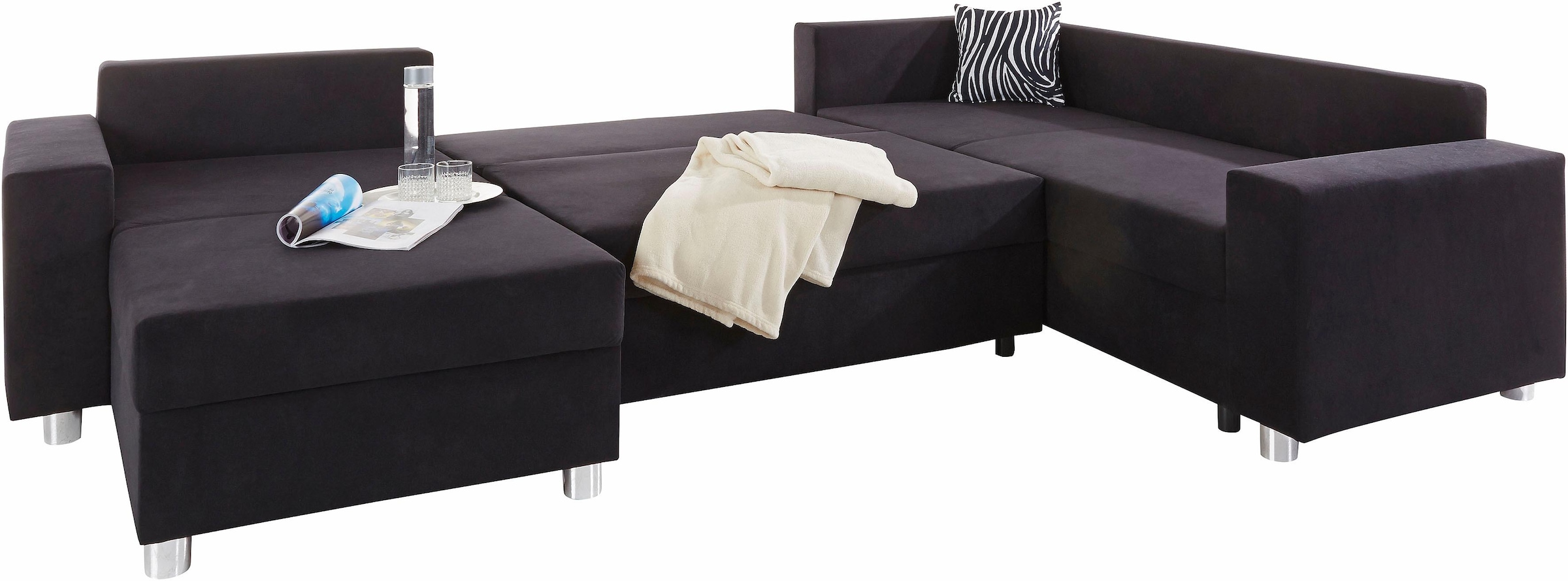 COLLECTION AB Wohnlandschaft »Paris U-Form«, mit Federkern, wahlweise mit Bettfunktion und Bettkasten