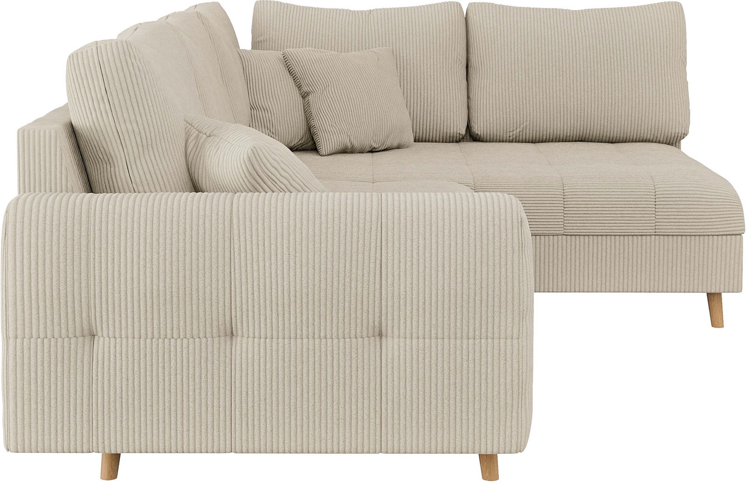Home affaire Ecksofa »CHARRE L-Form mit Ottomane, Maße B/T/H: 231/161/81 cm«, feine Steppung, lose Rücken- und Zierkissen, auch in Cord und Bouclé