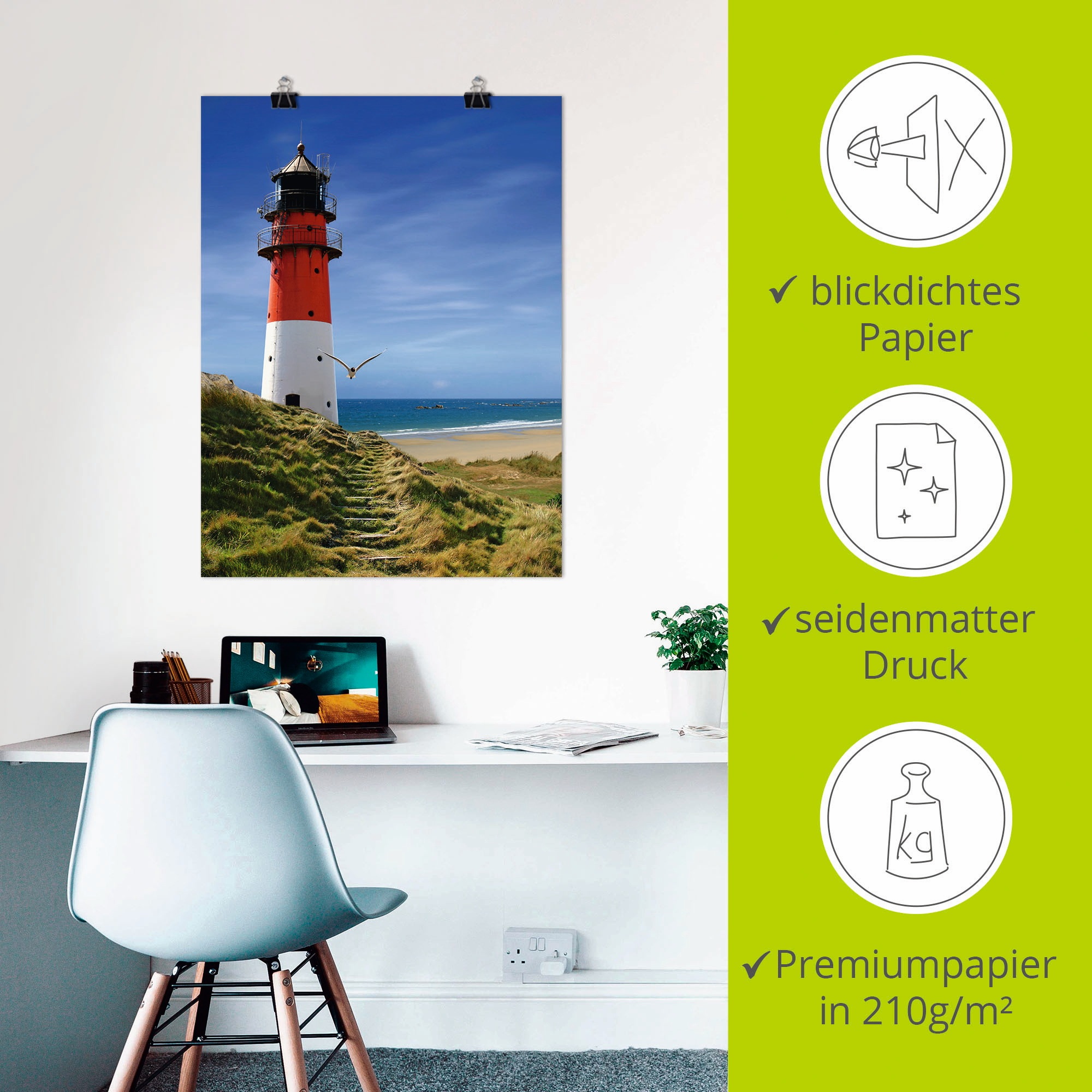 Artland Poster »Leuchtturm am Deich« Gebäude 1 Stk. tlg. ohne Rahmen