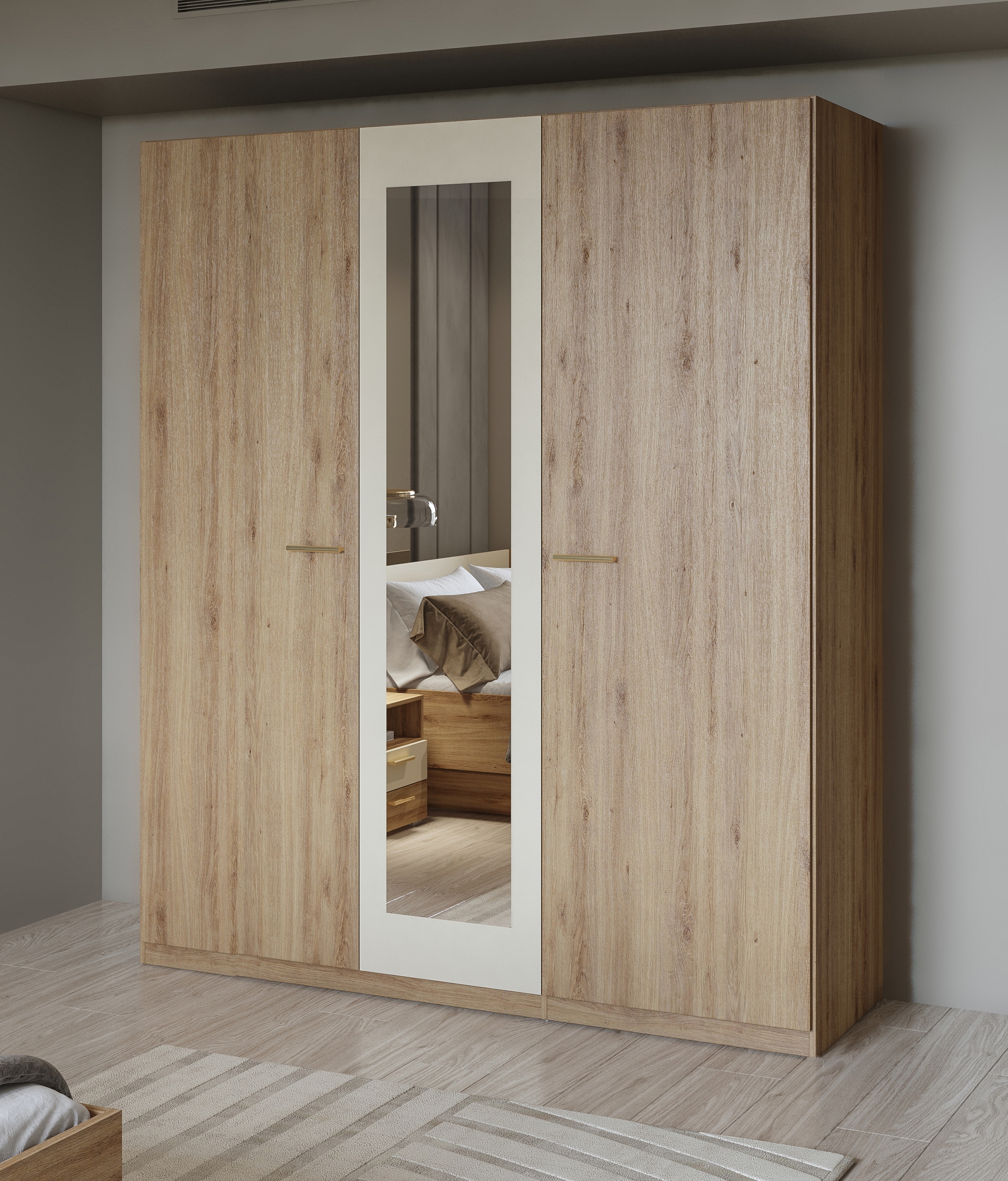 Home affaire Kleiderschrank "Bitry, Wäscheschrank incl. kompletter Innenausstattung" Kleiderschrank, verstellbare Einlegeböden 22 mm stark, Spiegeltür